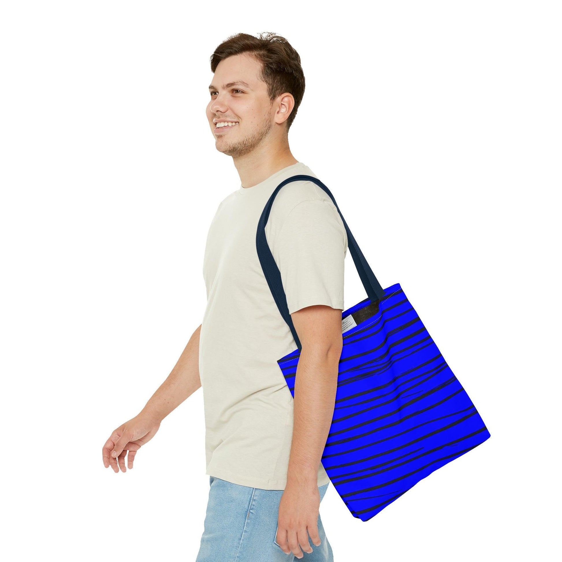 Black & Blue Strips Tote Bag - Lizard Vigilante