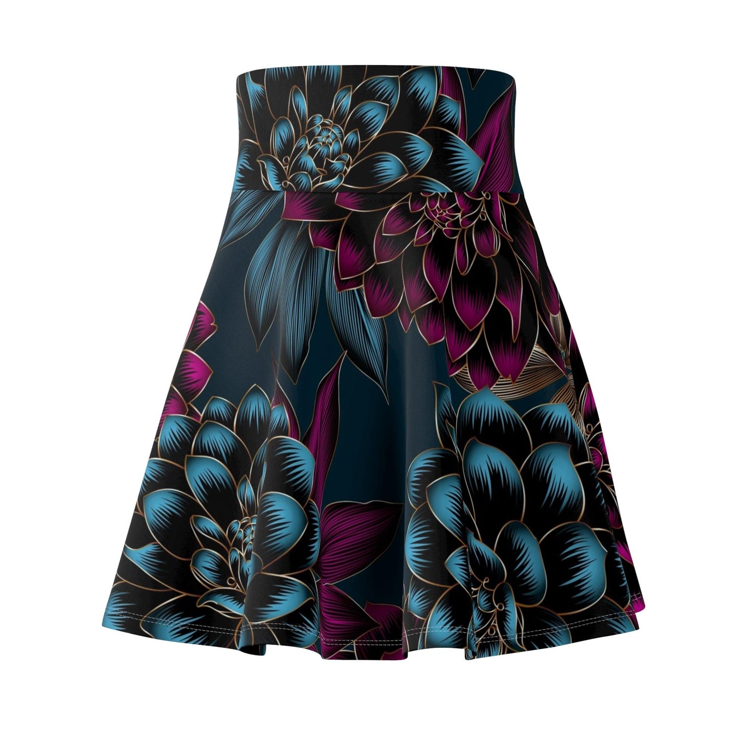 Deep Floral Women's Skater Skirt - Lizard Vigilante