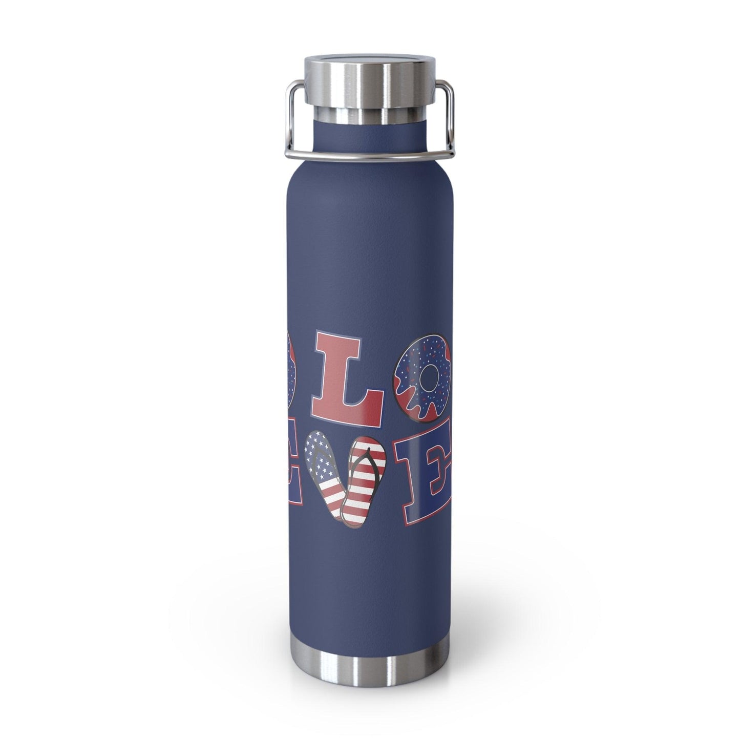 LOVE American Styled Red White and Blue Copper Vacuum Insulated Bottle, USA 22oz - Lizard Vigilante