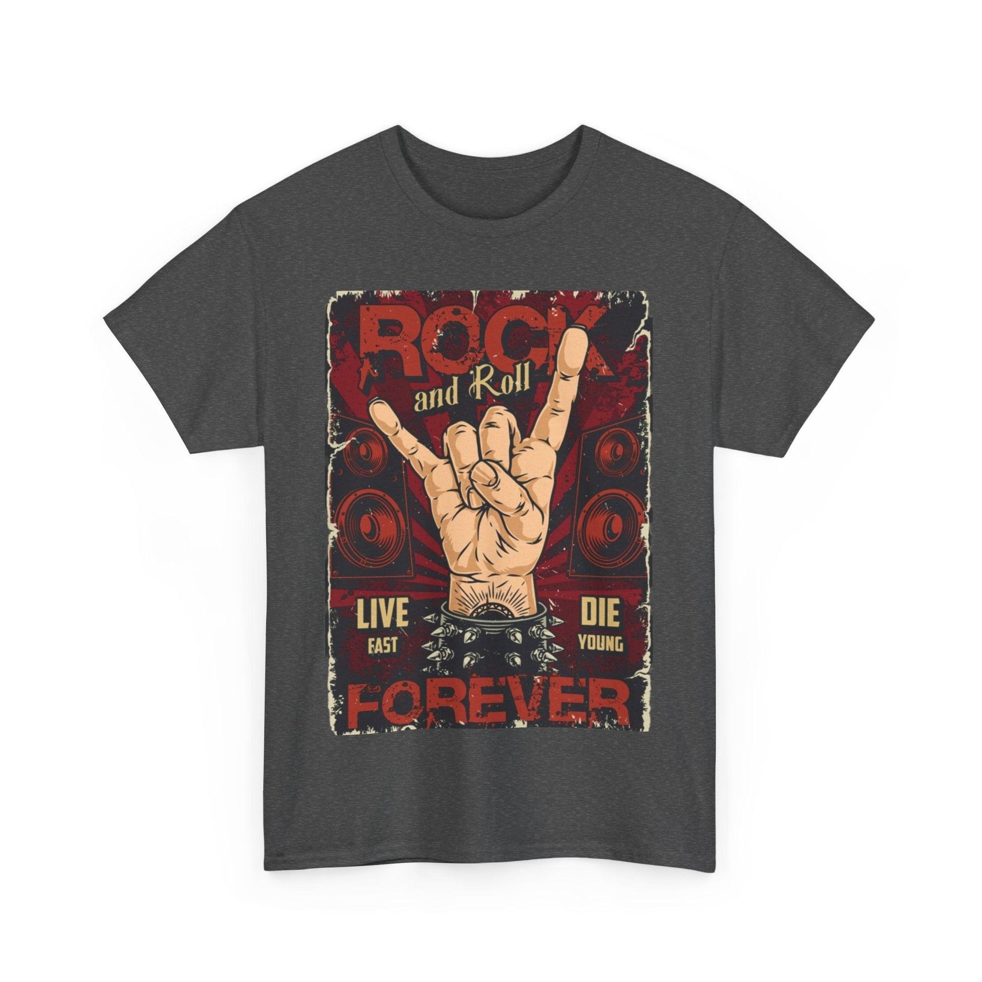 Rock and Roll Forever Hand Sign Unisex Heavy Cotton Tee - Lizard Vigilante