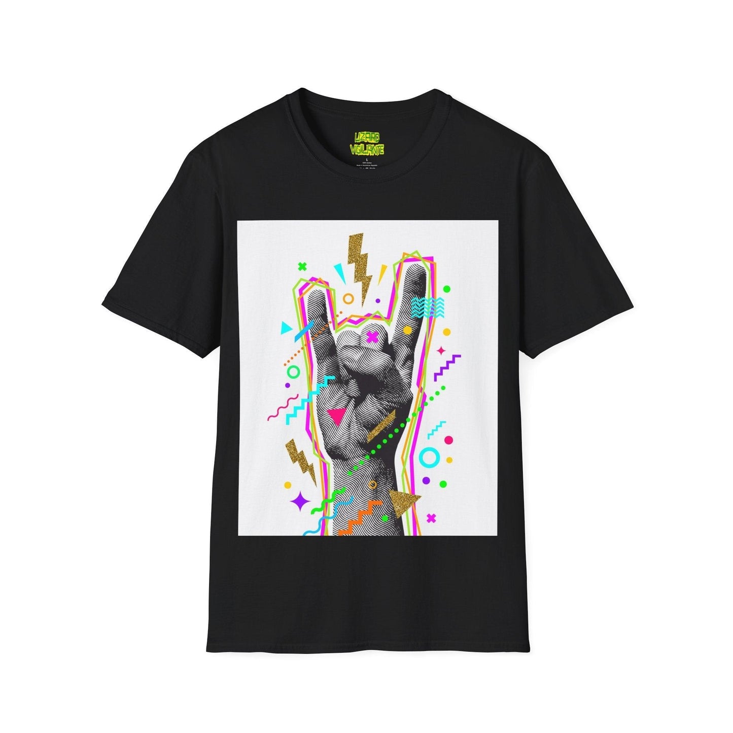 Heavy Metal Hand Sign Unisex Softstyle T-Shirt - Lizard Vigilante