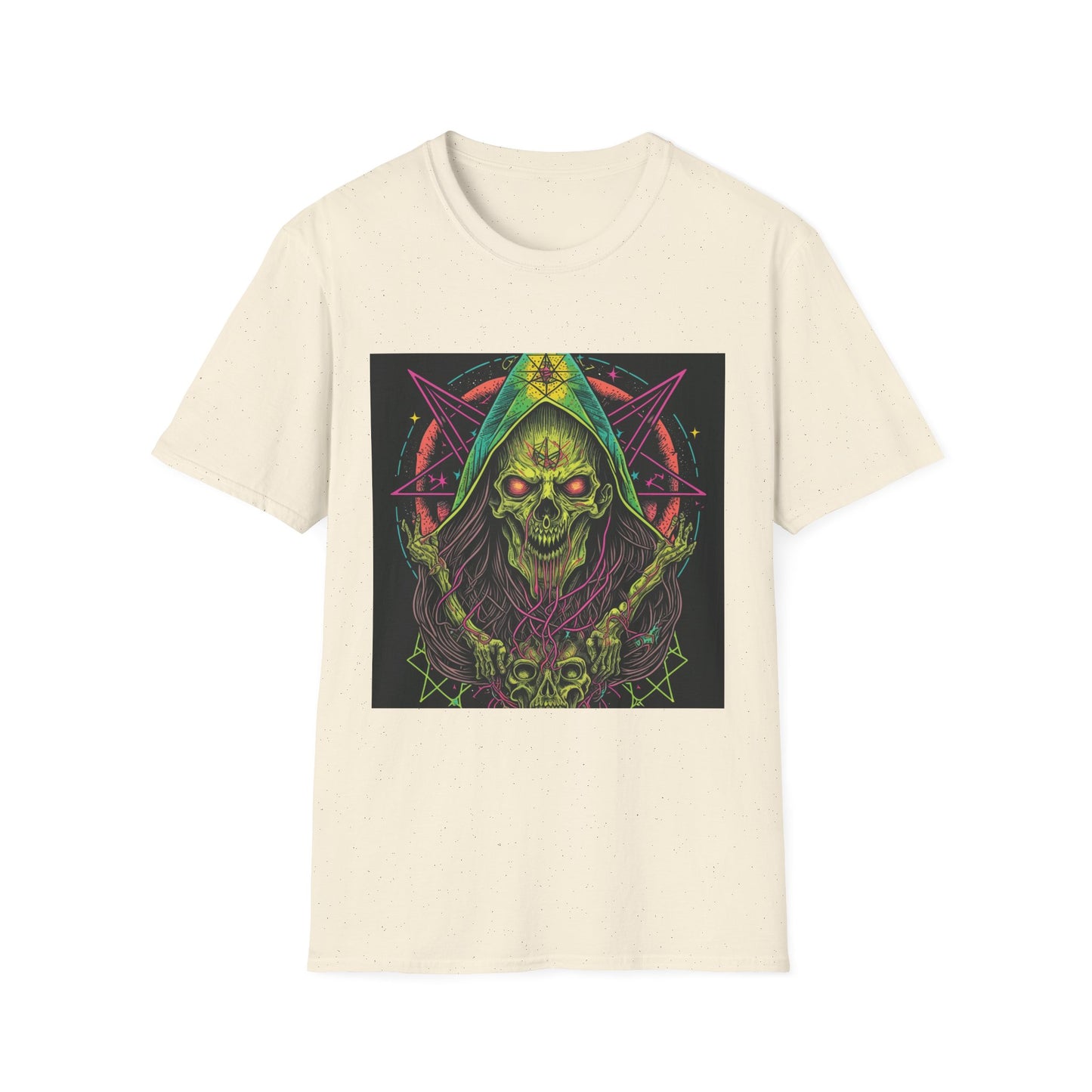 Hooded Skull T-Shirt — Neon Occult Graphic Tee