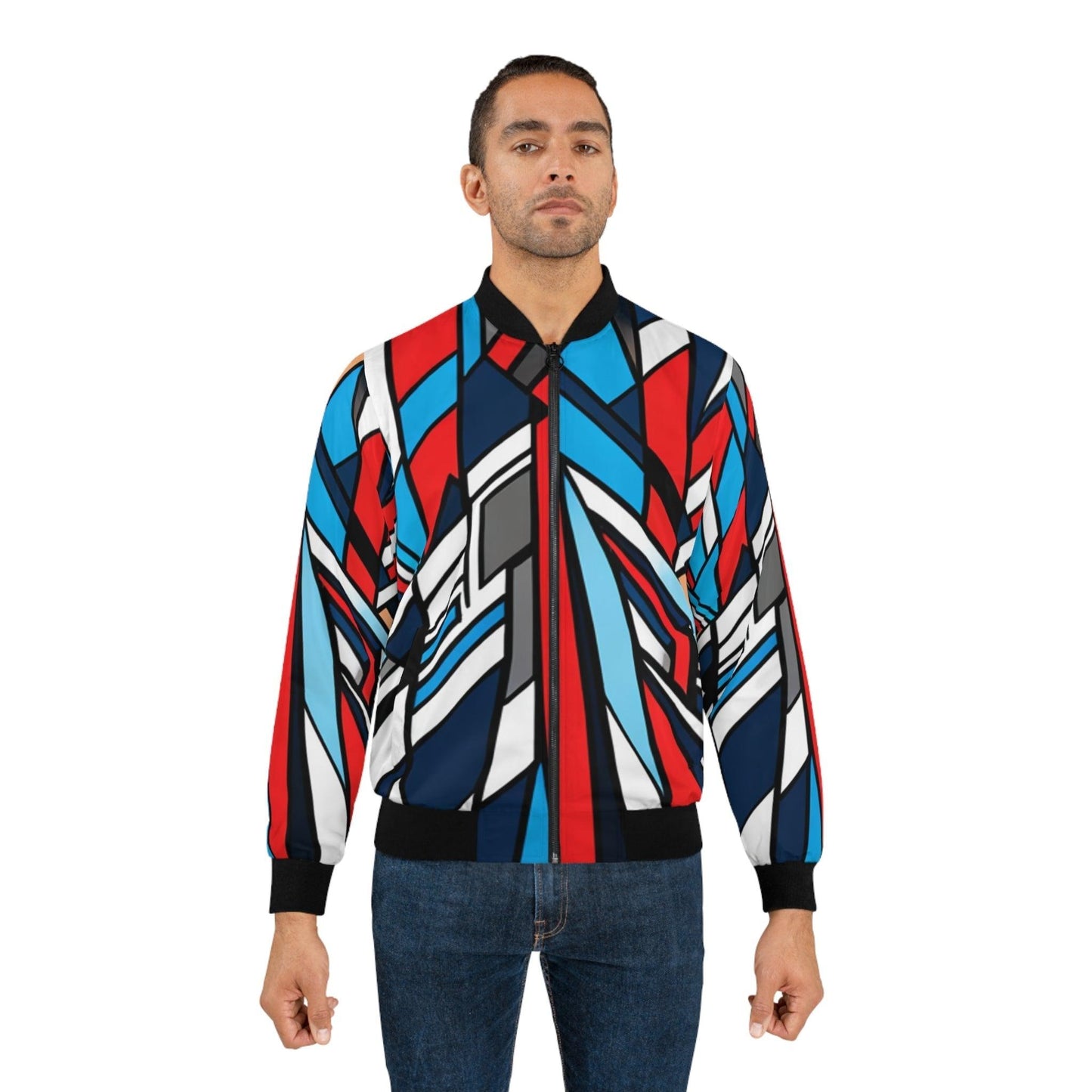 Geometricked Men's Bomber Jacket - Lizard Vigilante