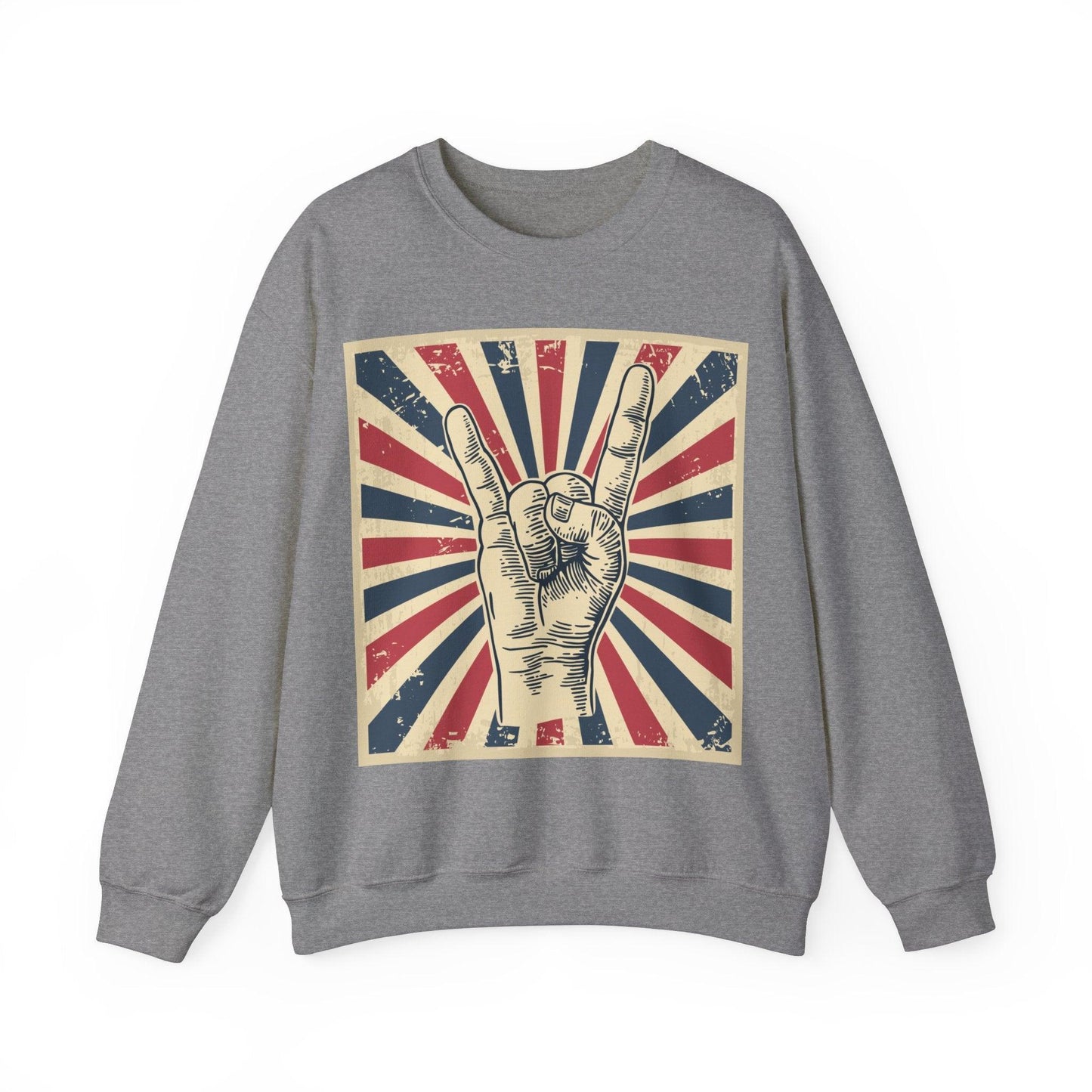 Patriotic Rock On Unisex Heavy Blend™ Crewneck Sweatshirt - Lizard Vigilante