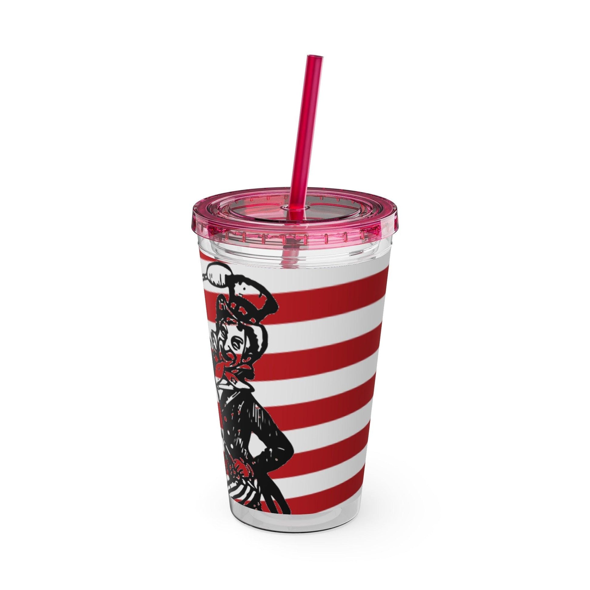 Uncle Sam Drums Before an American Flag Sunsplash Tumbler with Straw, 16oz - Lizard Vigilante