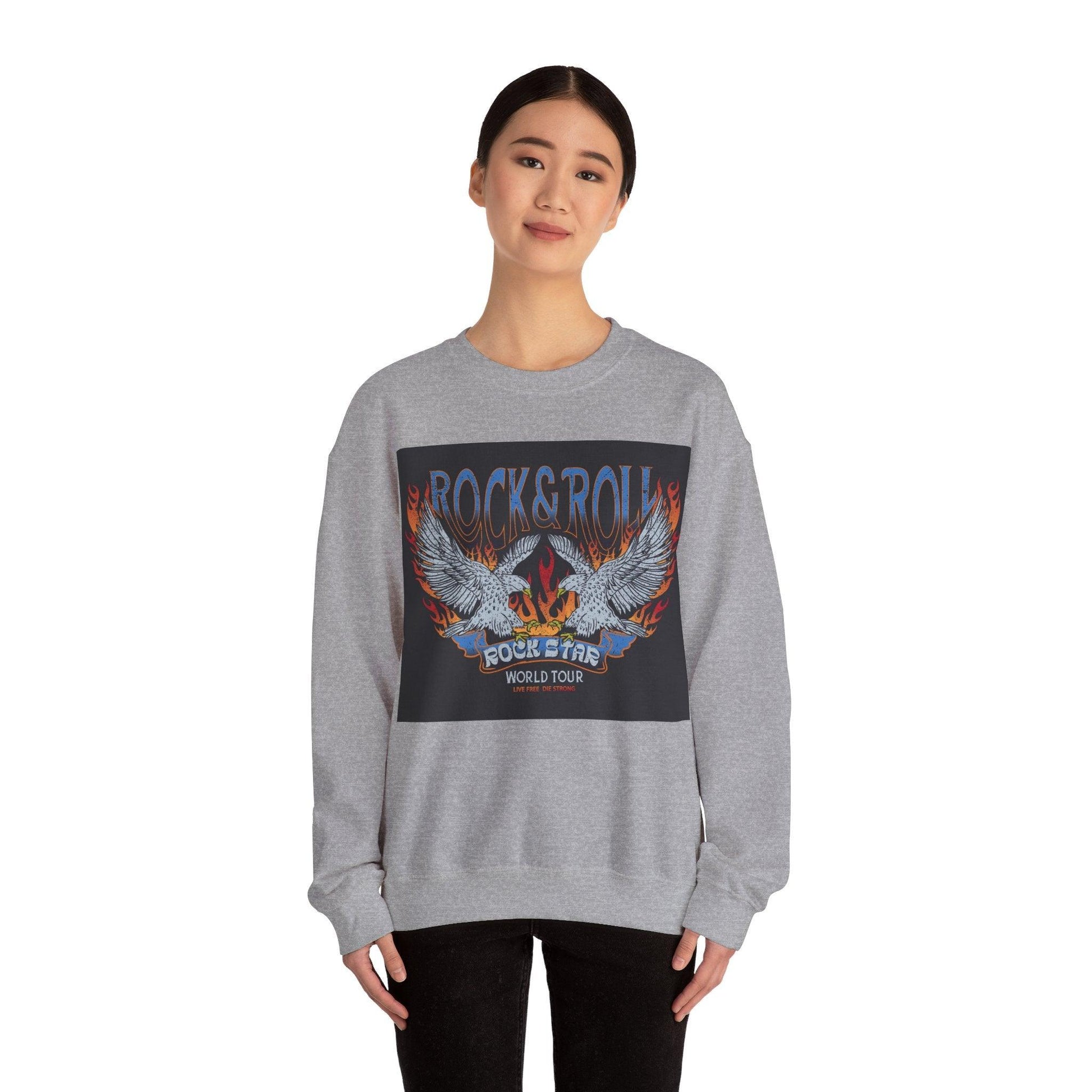 Rock & Roll Rock Star Unisex Heavy Blend™ Crewneck Sweatshirt - Premium Sweatshirt from Printify - Just $37.64! Shop now at Lizard Vigilante