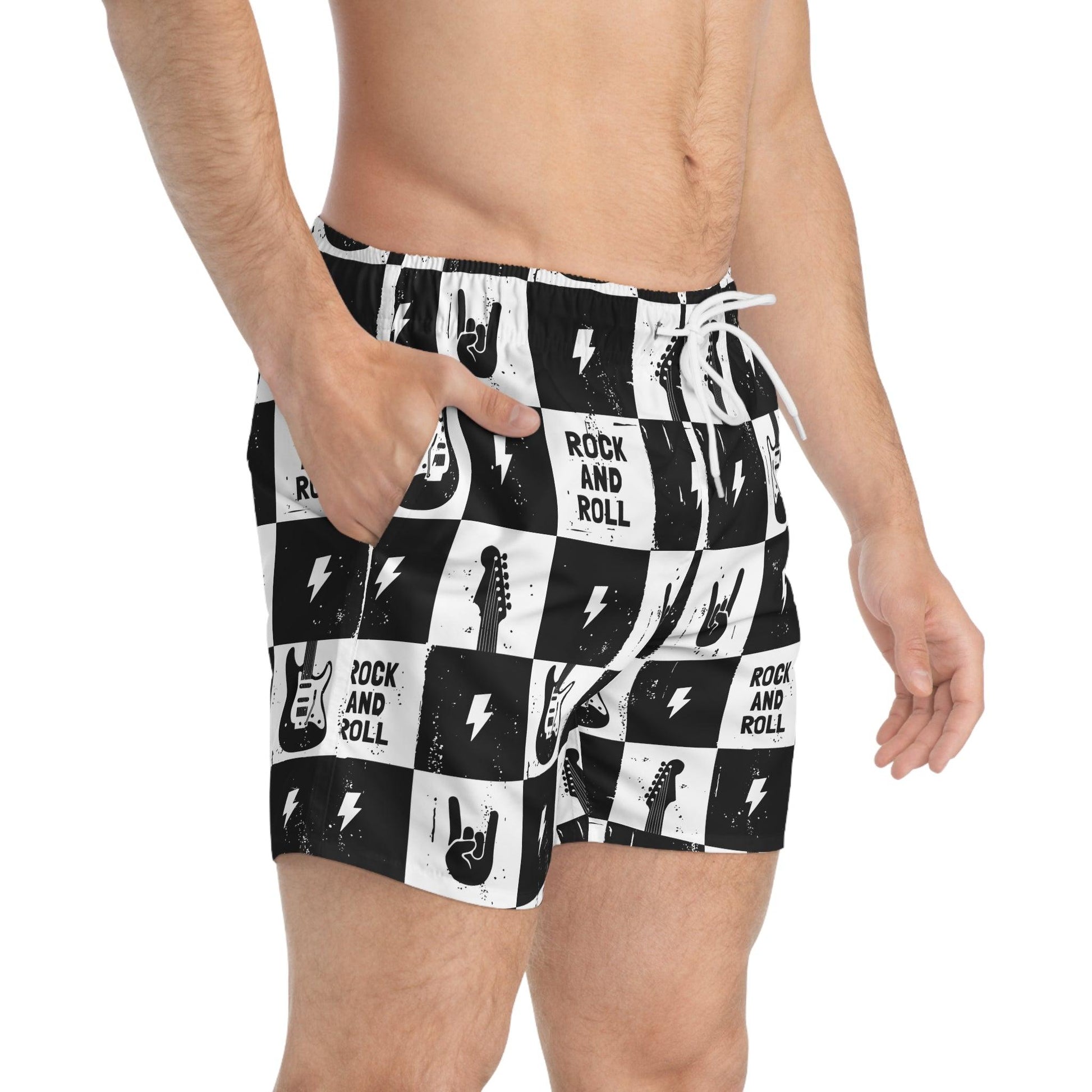 Rock and Roll Squares Swim Trunks - Premium All Over Prints from Printify - Just $52.99! Shop now at Lizard Vigilante