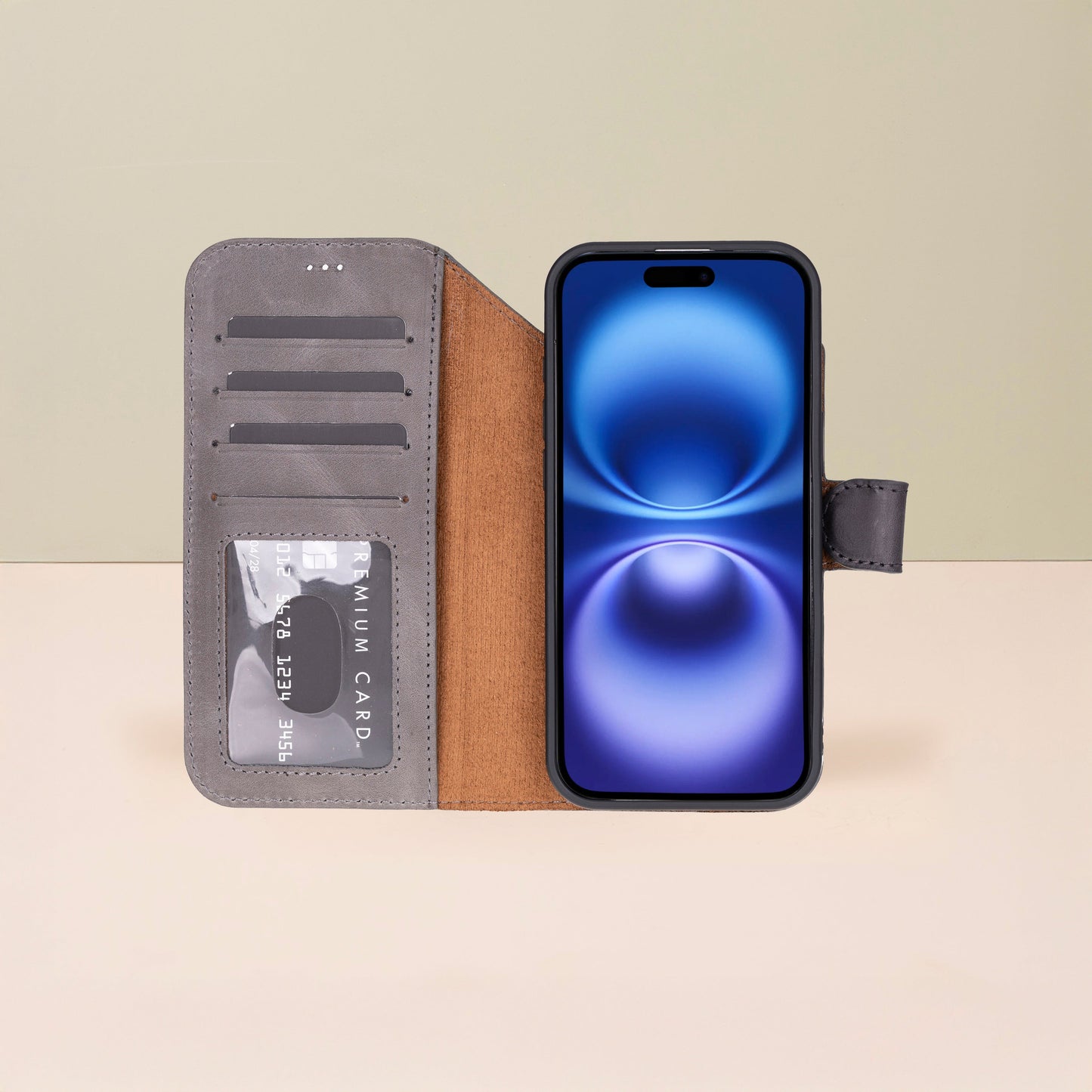 Premium Leather iPhone Air Wallet Case – Gray - Austin