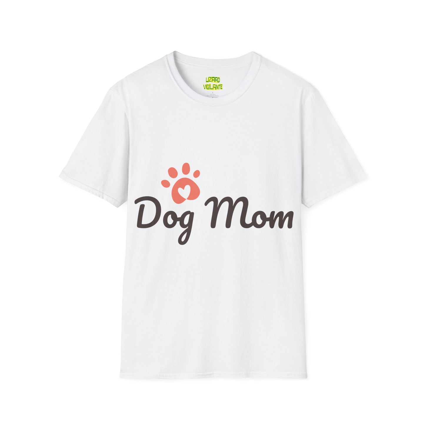 Dog Mom with Paw and a Heart in it Graphic Unisex Softstyle T-Shirt - Lizard Vigilante