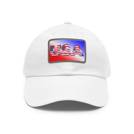 USA Red, White, and Blue Dad Hat with Leather Patch (Rectangle) - Lizard Vigilante