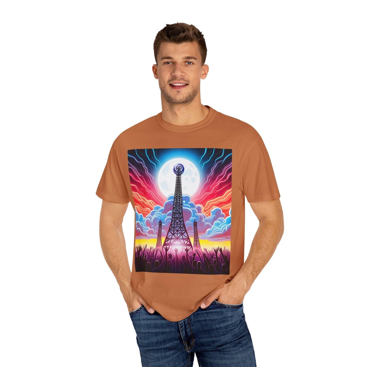 Eiffel CellTower Unisex Garment-Dyed T-shirt - Lizard Vigilante