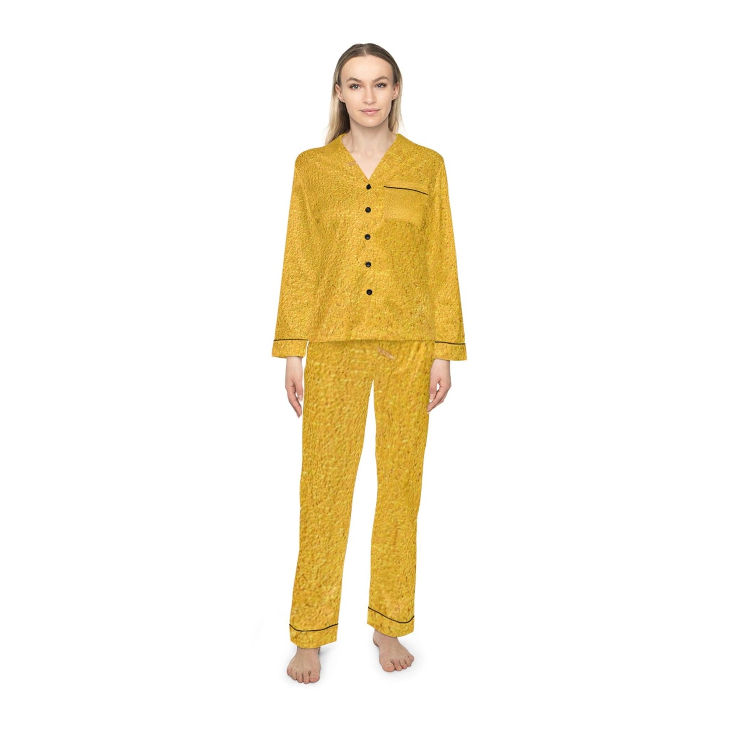 Faux Gold Women's Satin Pajamas - Lizard Vigilante