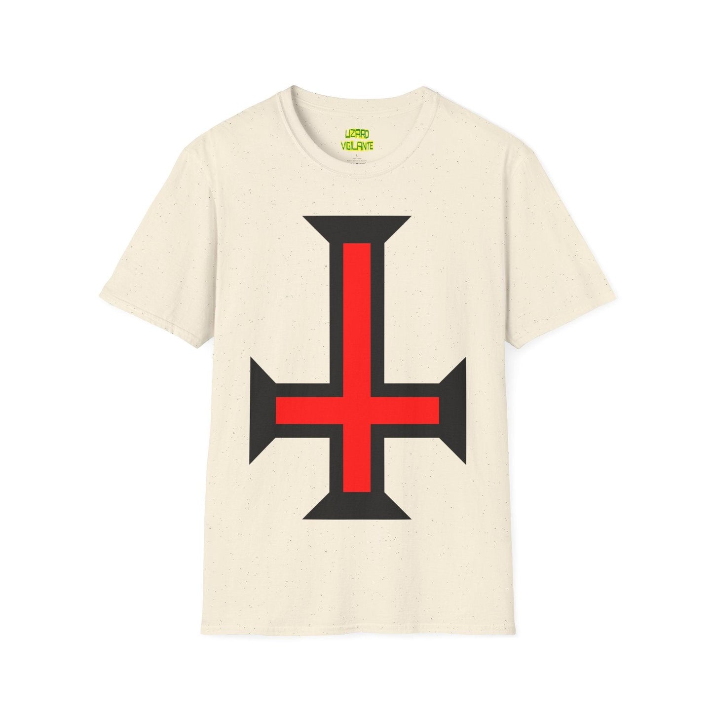 Crimson Upside Down Cross Unisex Softstyle T-Shirt - Lizard Vigilante