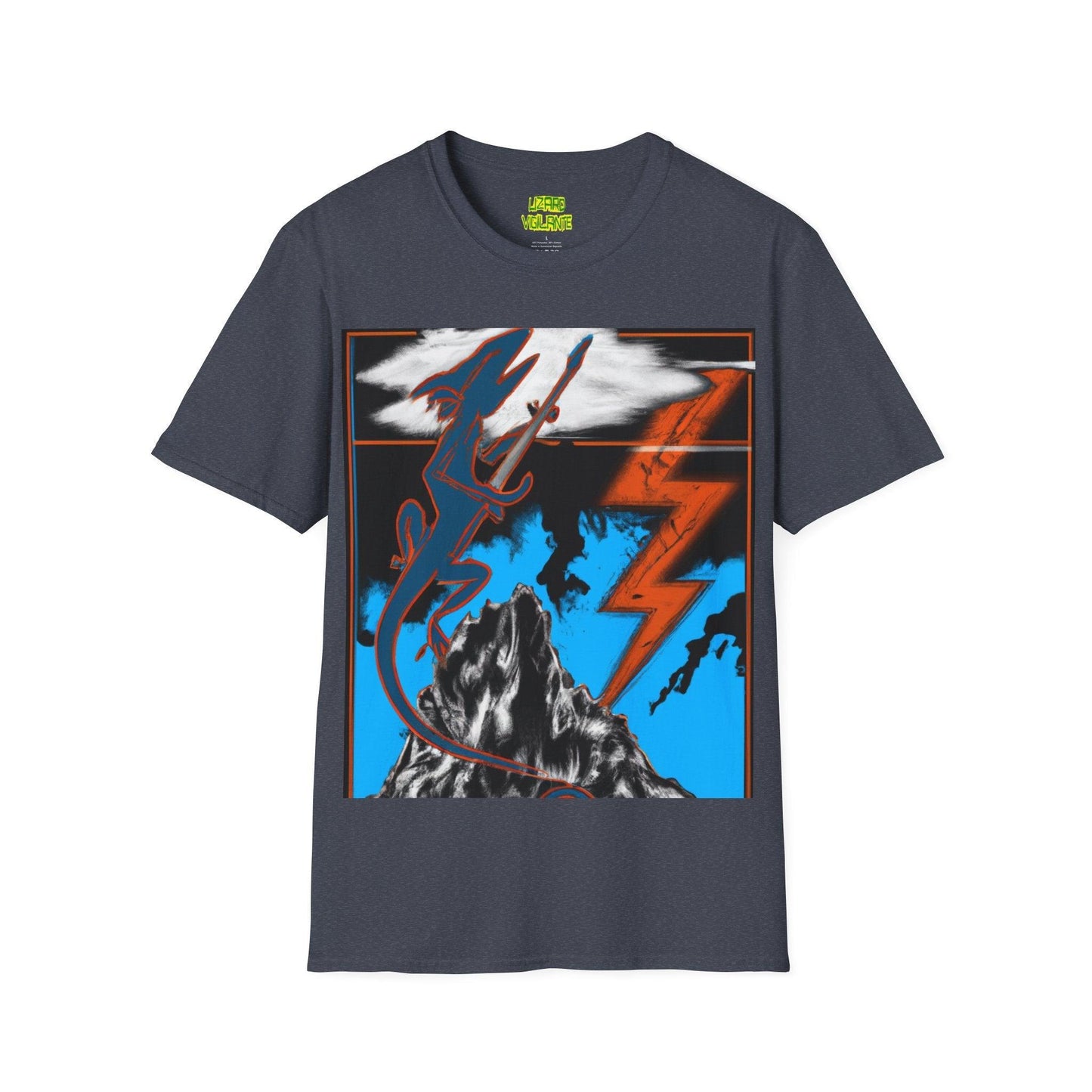 Lizard Vigilante on the Mountain Unisex Softstyle T-Shirt - Lizard Vigilante