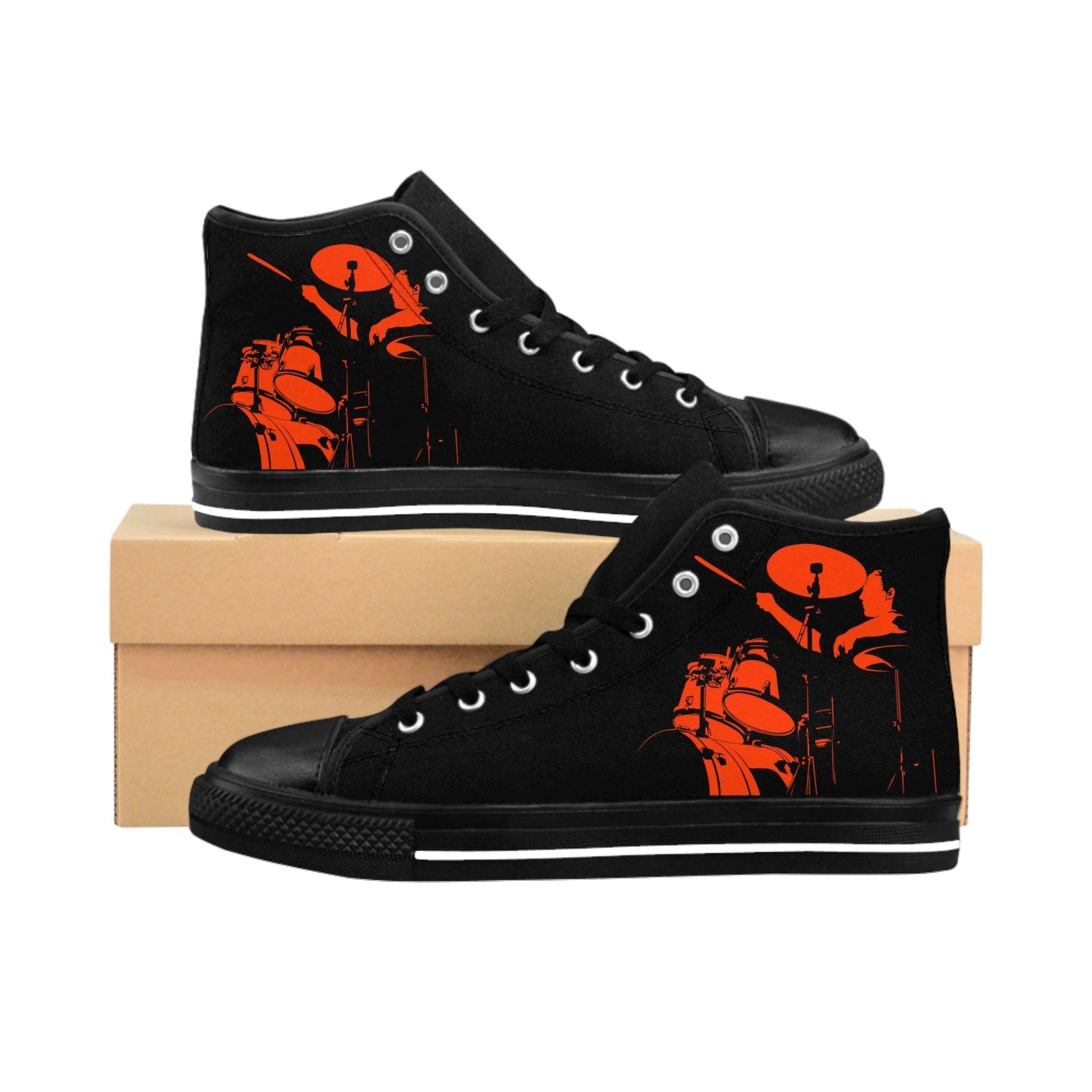 Red Black Drummer Men's Classic Sneakers - Lizard Vigilante