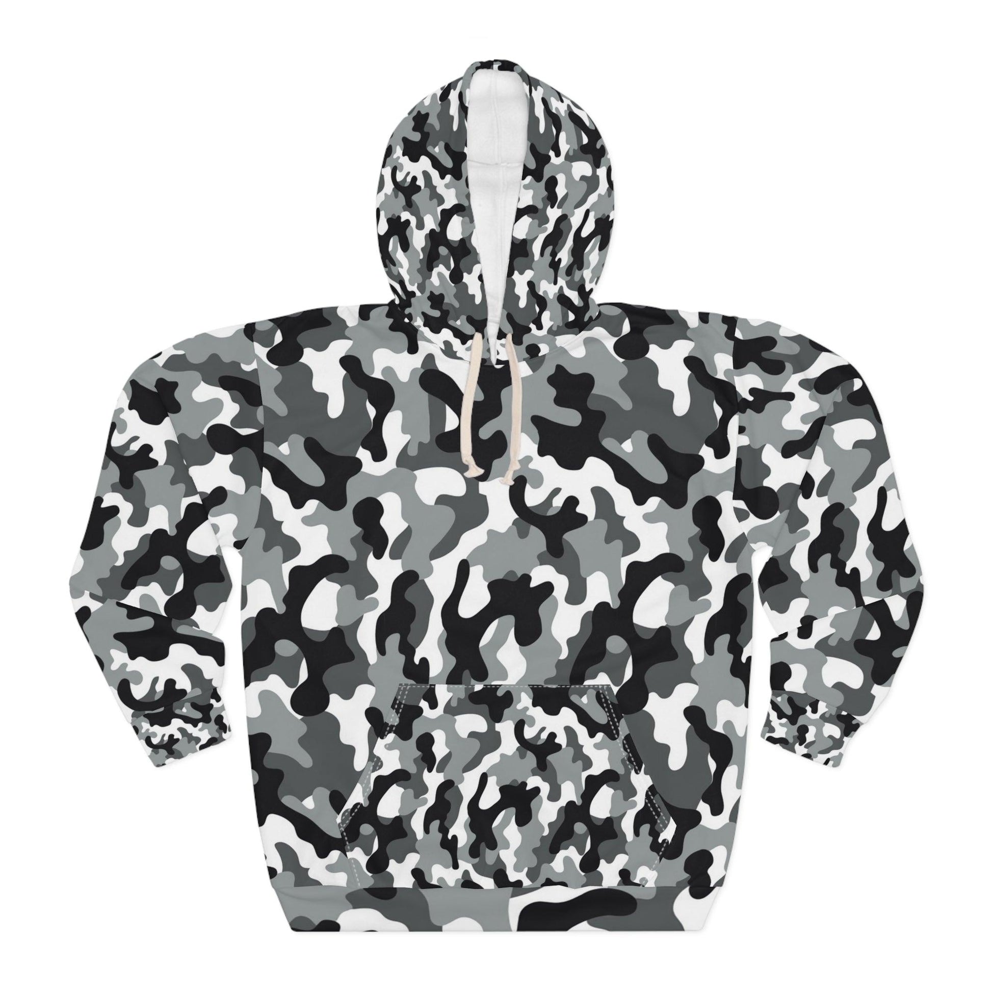 Black White Gray Camo Unisex Pullover Hoodie - Lizard Vigilante