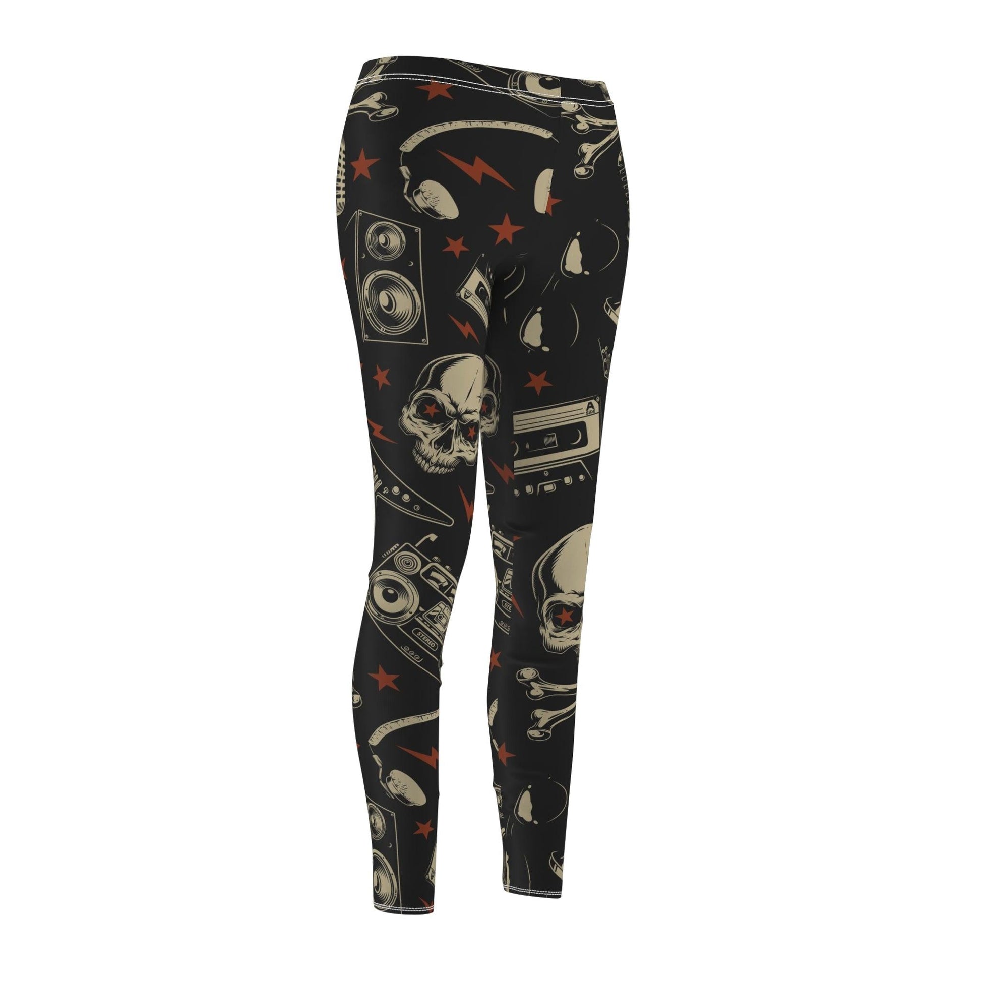 80s Metal Collage' Women's Cut & Sew Casual Leggings (AOP) - Lizard Vigilante