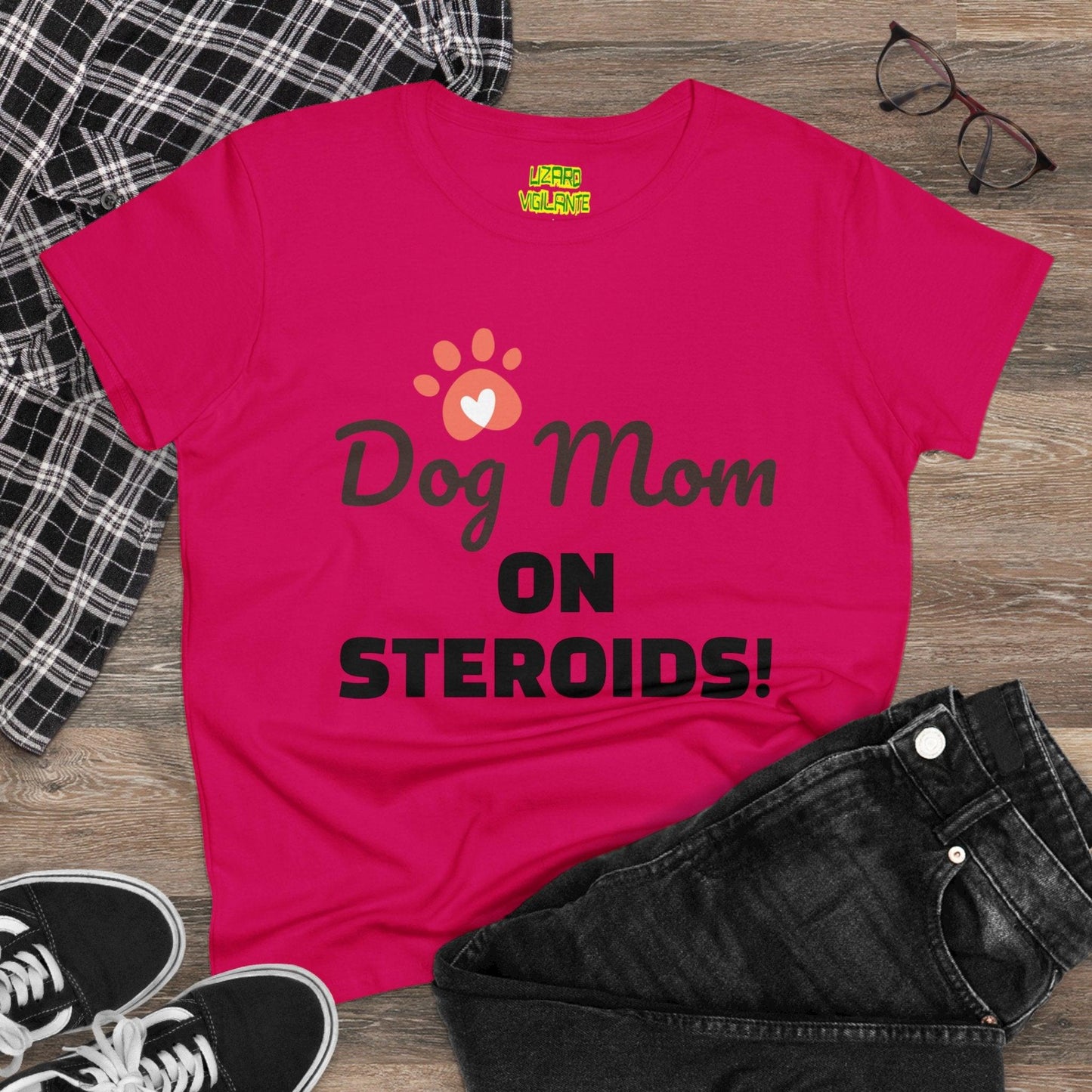 Dog Mom ON STEROIDS! Women's Midweight Cotton Tee - Lizard Vigilante