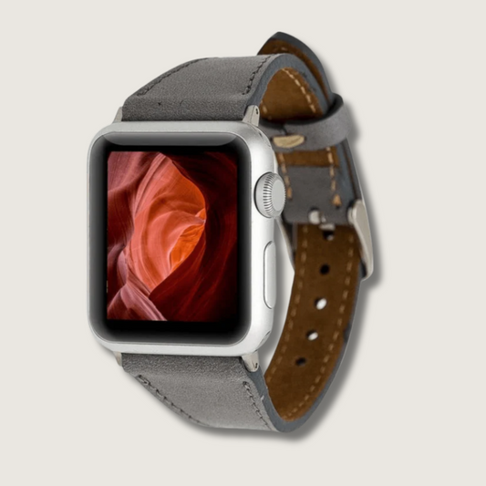 Classic Dark Grey Leather Apple Watch Band - Dallas