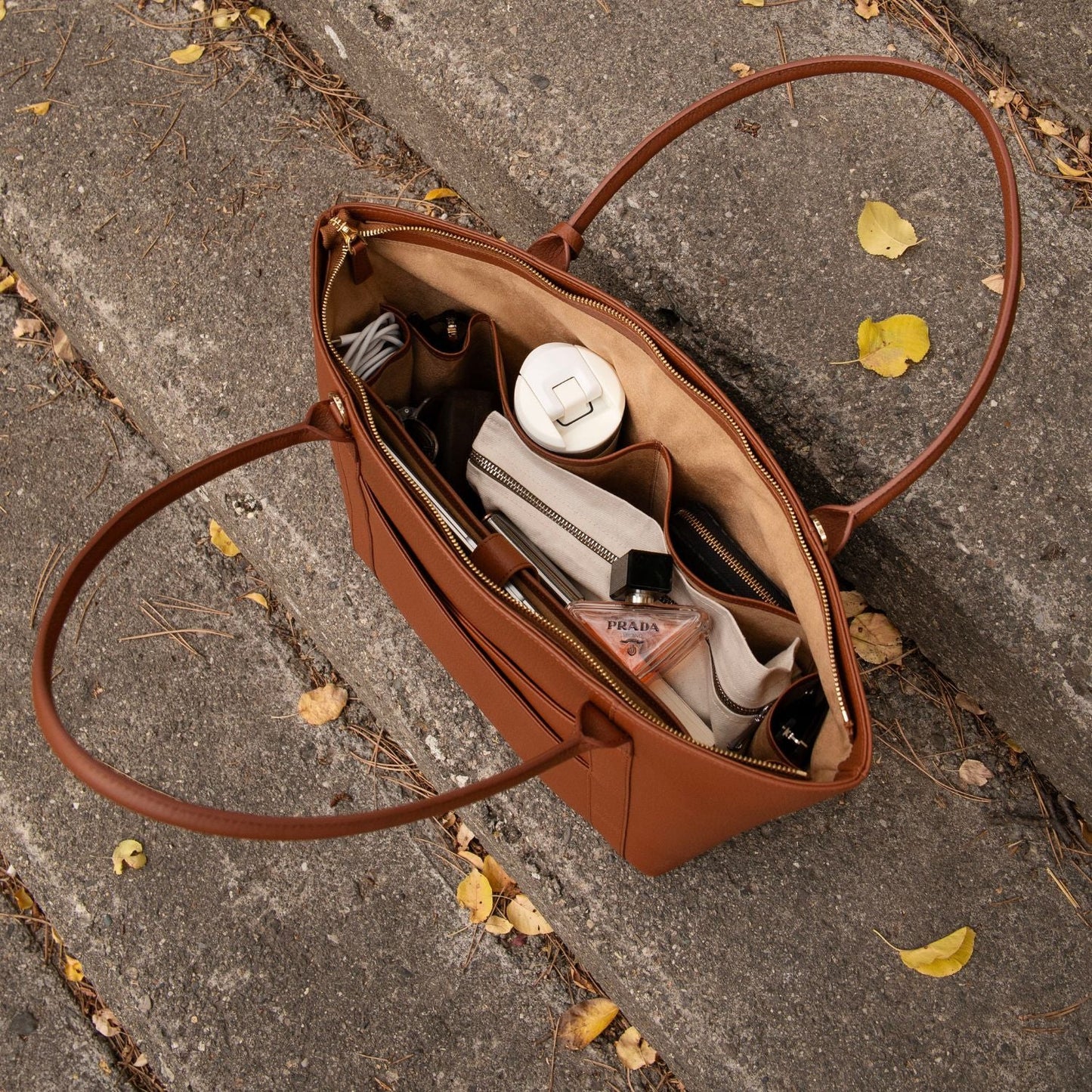The Leathere New York Tote - Cognac