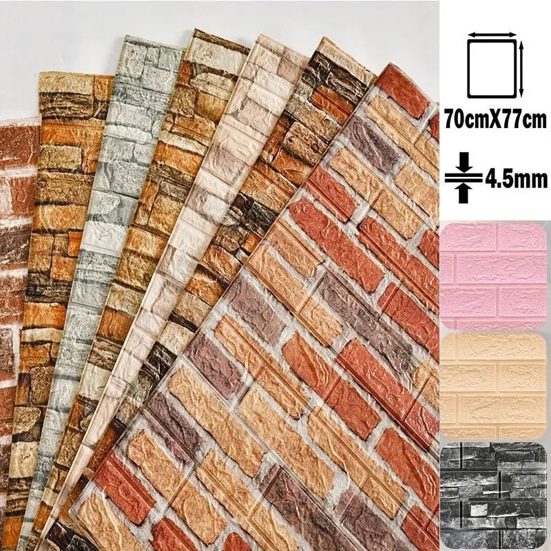 10Pcs 3D Wall Sticker Self Adhesive Panel Living Room Background Brick Waterproof Wallpapers Mural Bedroom DIY Decorative 70*77 - Premium  from Lizard Vigilante - Just $21.99! Shop now at Lizard Vigilante