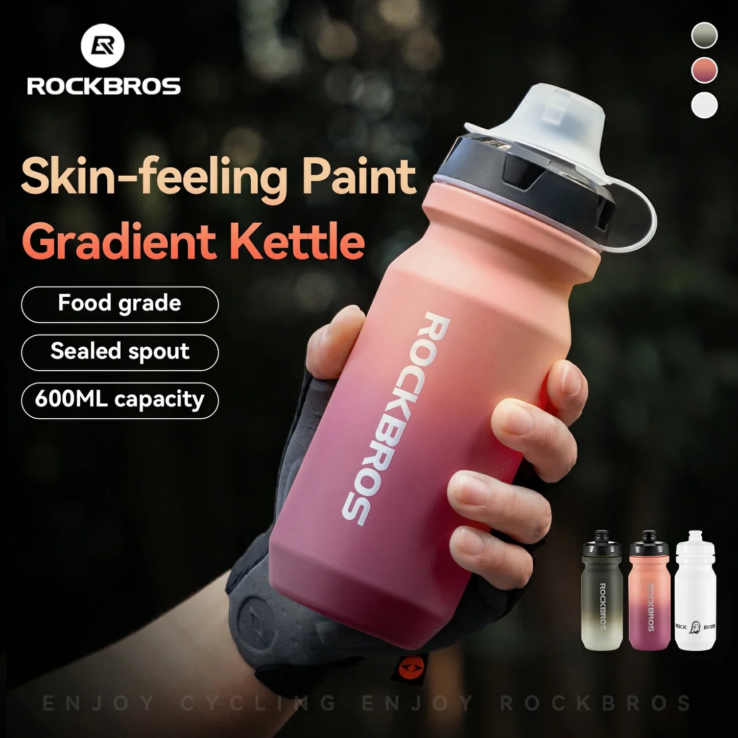 Skin-Feeling Bike Bottle with Pull-Top Lid – Lightweight Leakproof 600/750ml