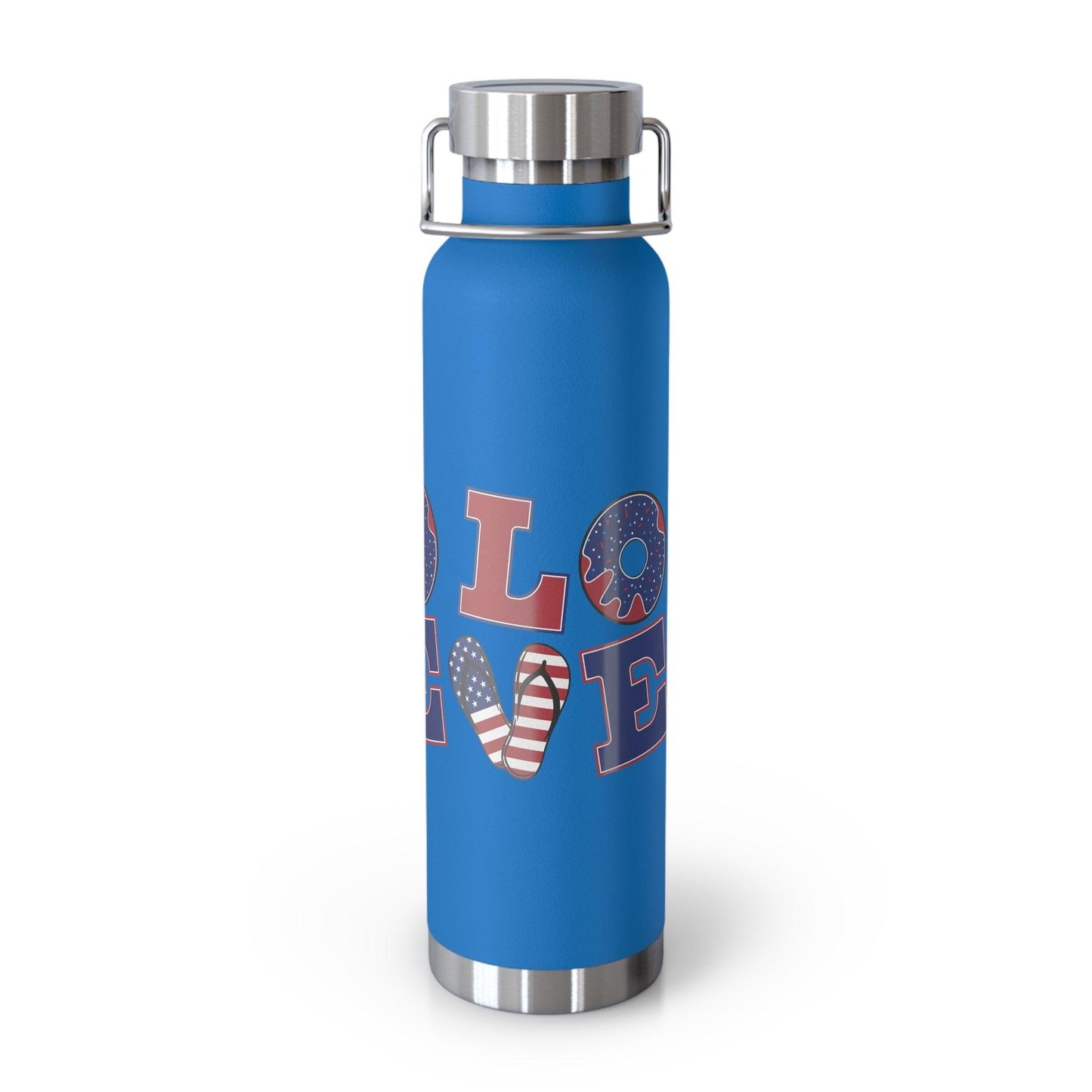 LOVE American Styled Red White and Blue Copper Vacuum Insulated Bottle, USA 22oz - Lizard Vigilante