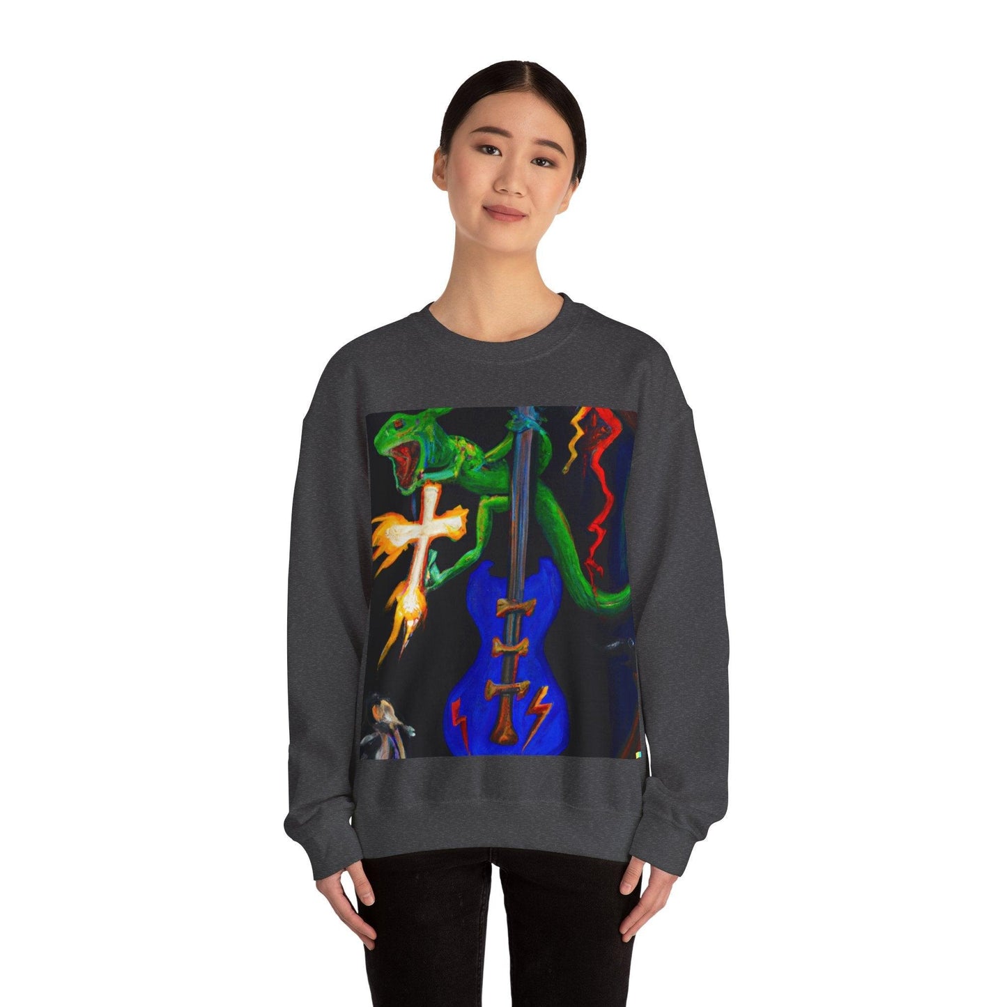 Lizard Vigilante Lightning Cross Unisex Heavy Blend™ Crewneck Sweatshirt - Lizard Vigilante