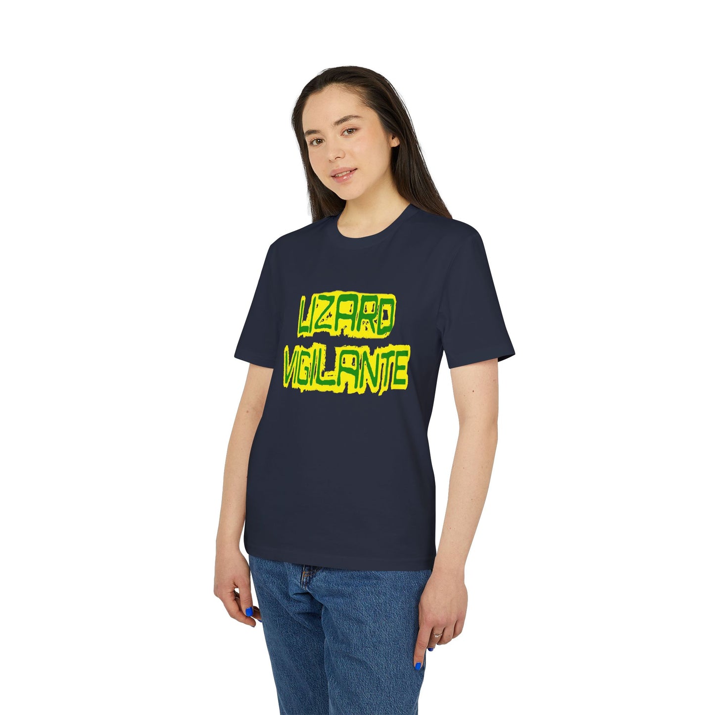 Lizard Vigilante T-Shirt — Retro Neon Graphic Tee for Reptile Fans