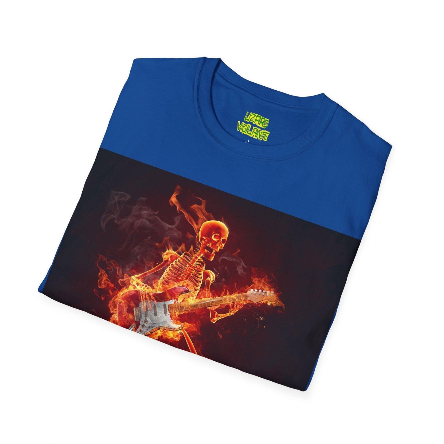 Fiery Guitarist Unisex Softstyle T-Shirt - Lizard Vigilante