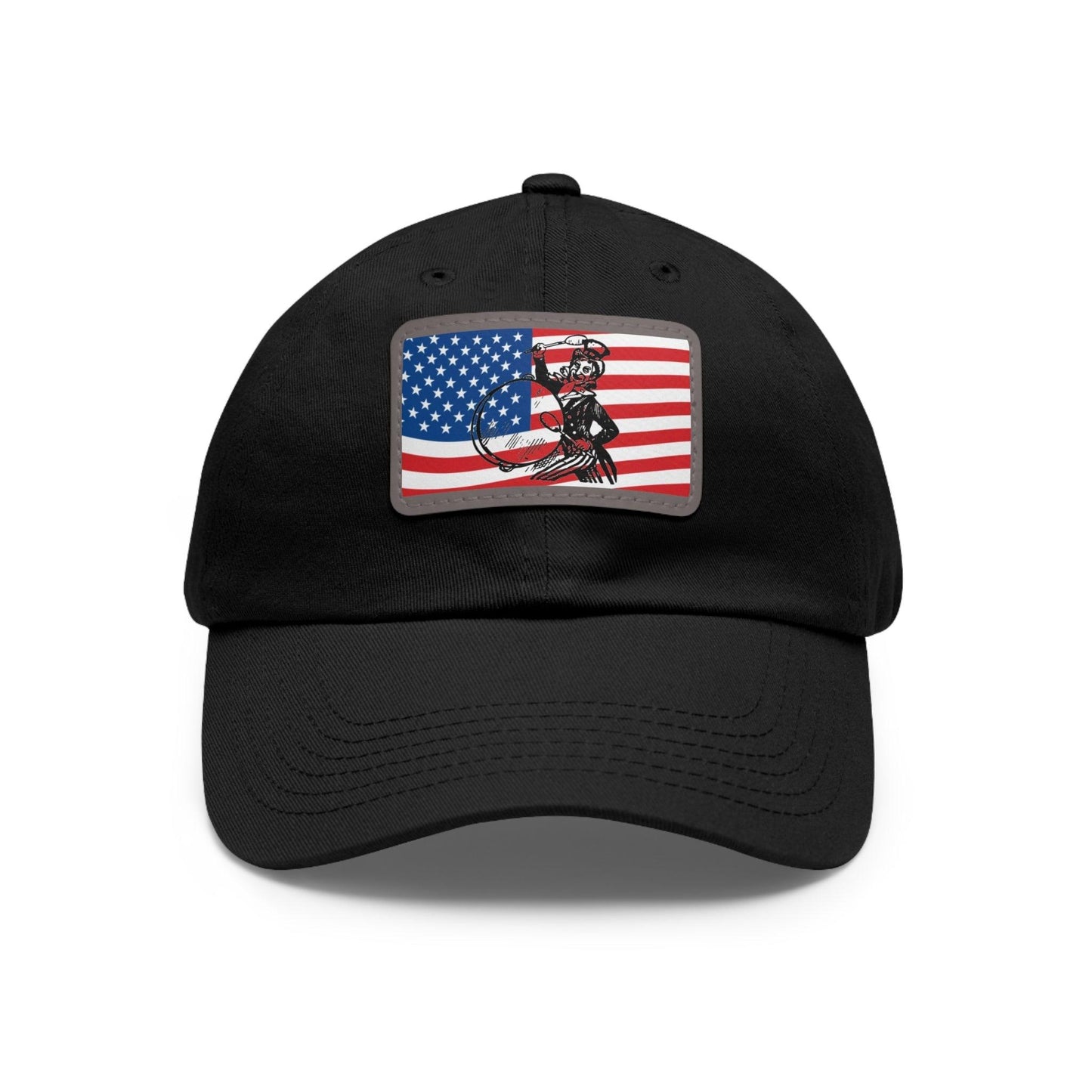 American Flag With Uncle Sam Drummer Dad Hat with Leather Patch (Rectangle) - Lizard Vigilante