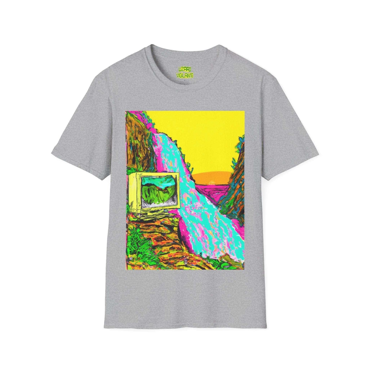 90s Monitor Waterfall Unisex Softstyle T-Shirt - Lizard Vigilante