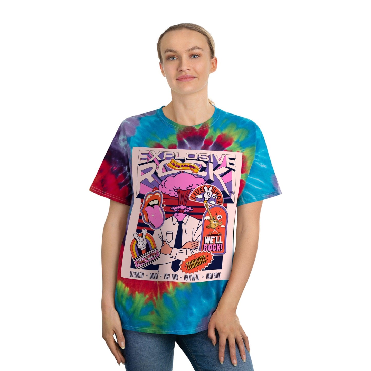 Explosive Rock Show Tie-Dye Tee, Spiral - Lizard Vigilante