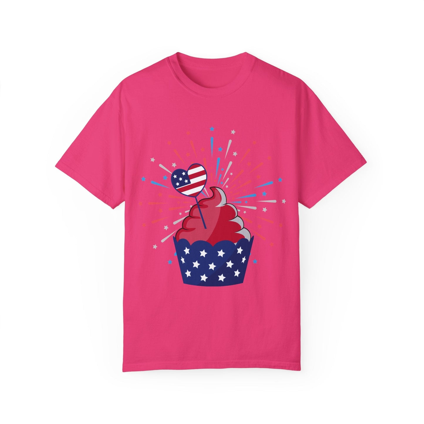 July 4th Cupcake Unisex Garment-Dyed T-shirt - Lizard Vigilante