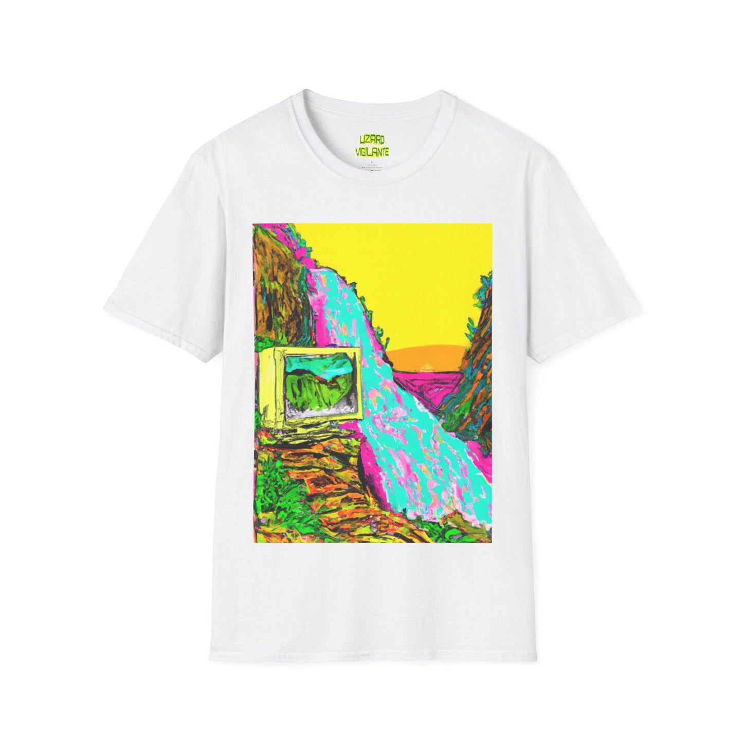 90s Monitor Waterfall Unisex Softstyle T-Shirt - Lizard Vigilante