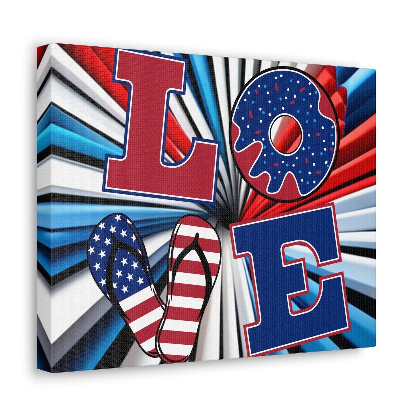 Patriotic Americans LOVE Valentine’s Day July 4th Canvas Gallery Wraps - Lizard Vigilante