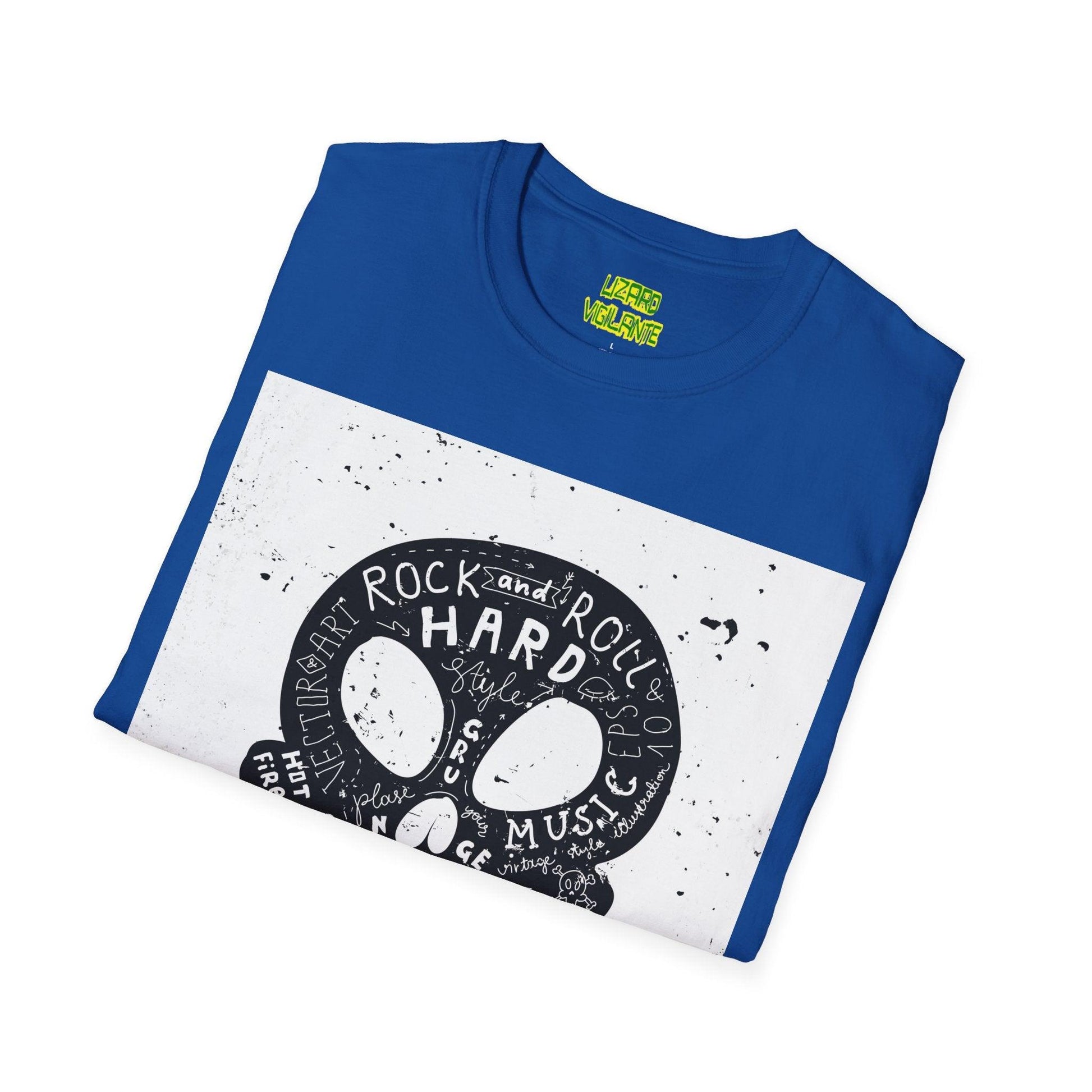 Rock and Roll Hard Skull Unisex Softstyle T-Shirt - Lizard Vigilante