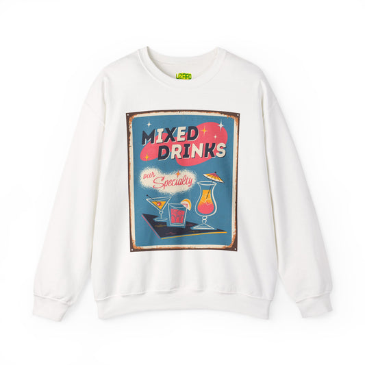 Mixed Drinks Crewneck Sweatshirt — Retro Cocktail Graphic Pullover