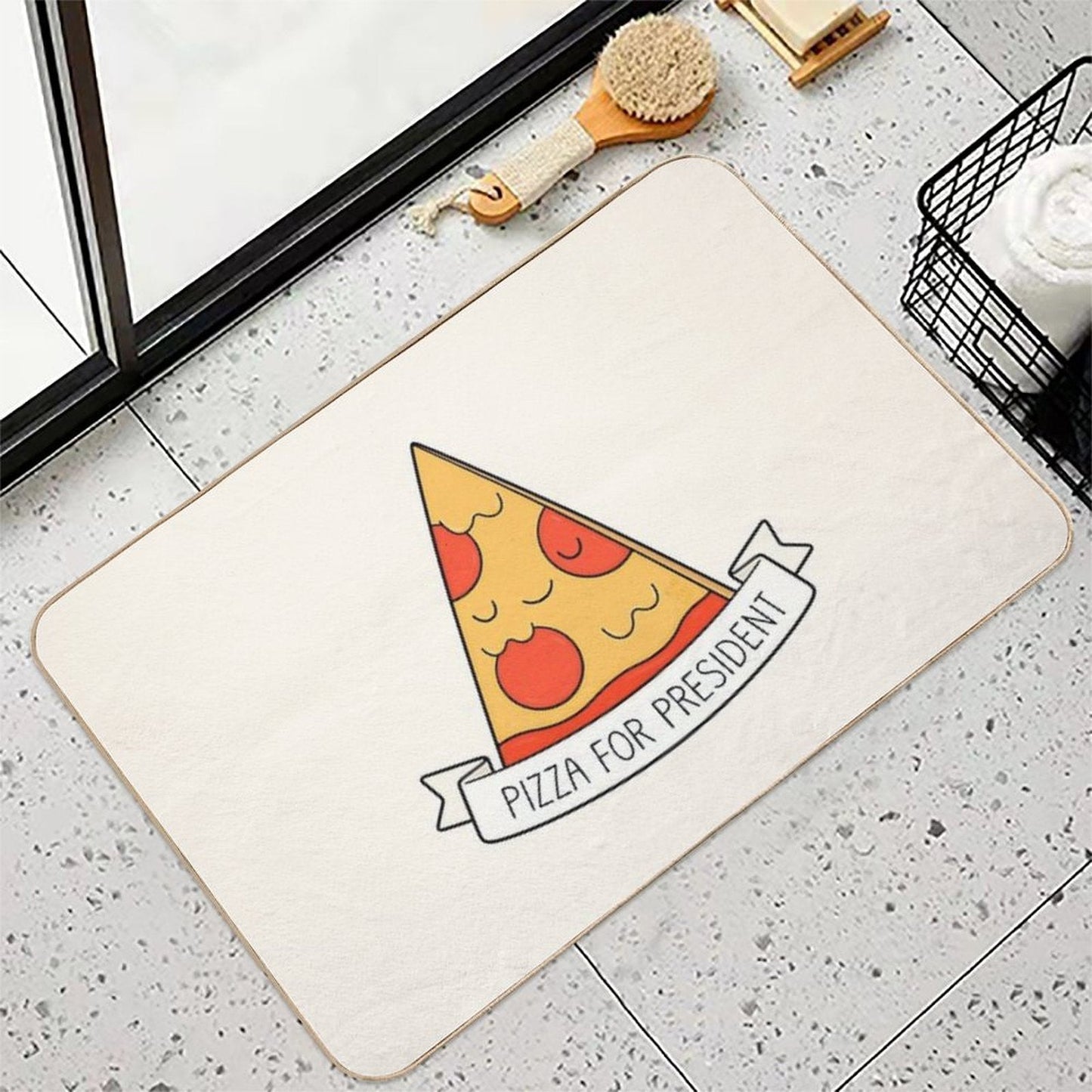 Pizza For President  Rapid-Drying Bath Mat