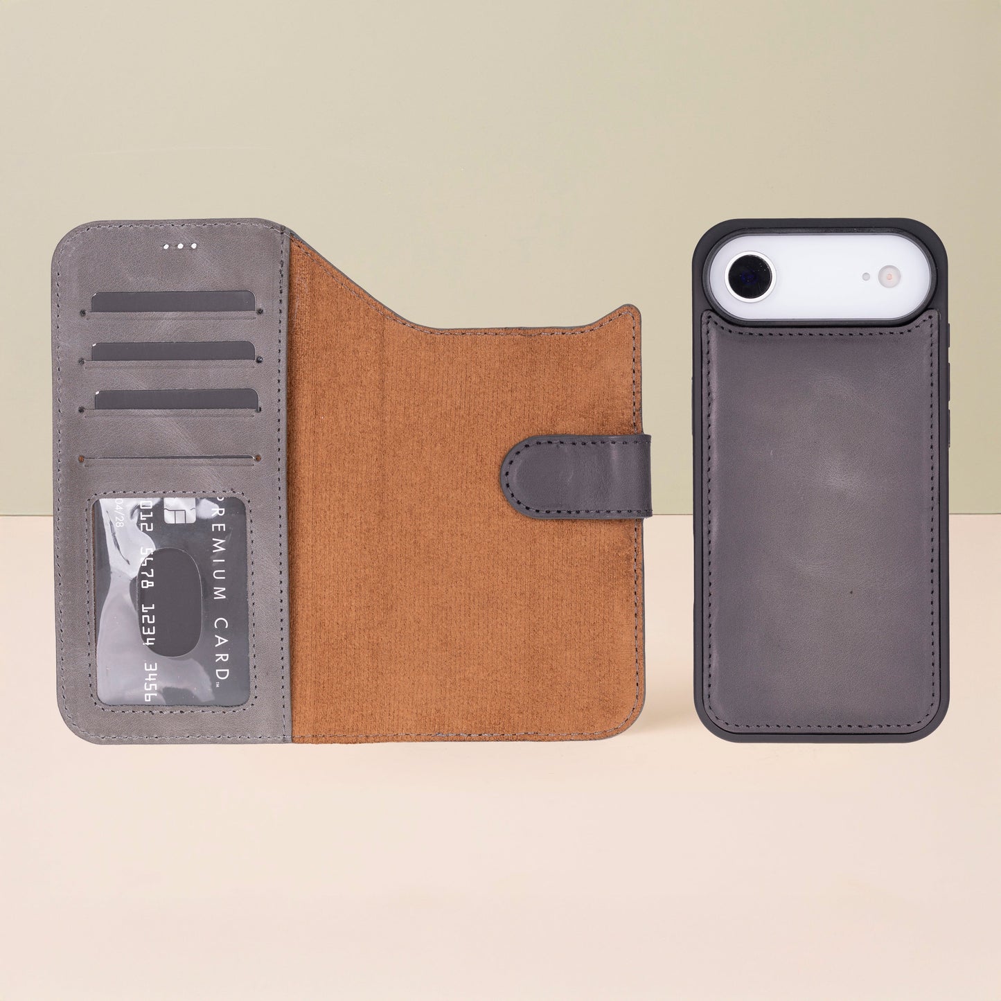 Premium Leather iPhone Air Wallet Case – Gray - Austin
