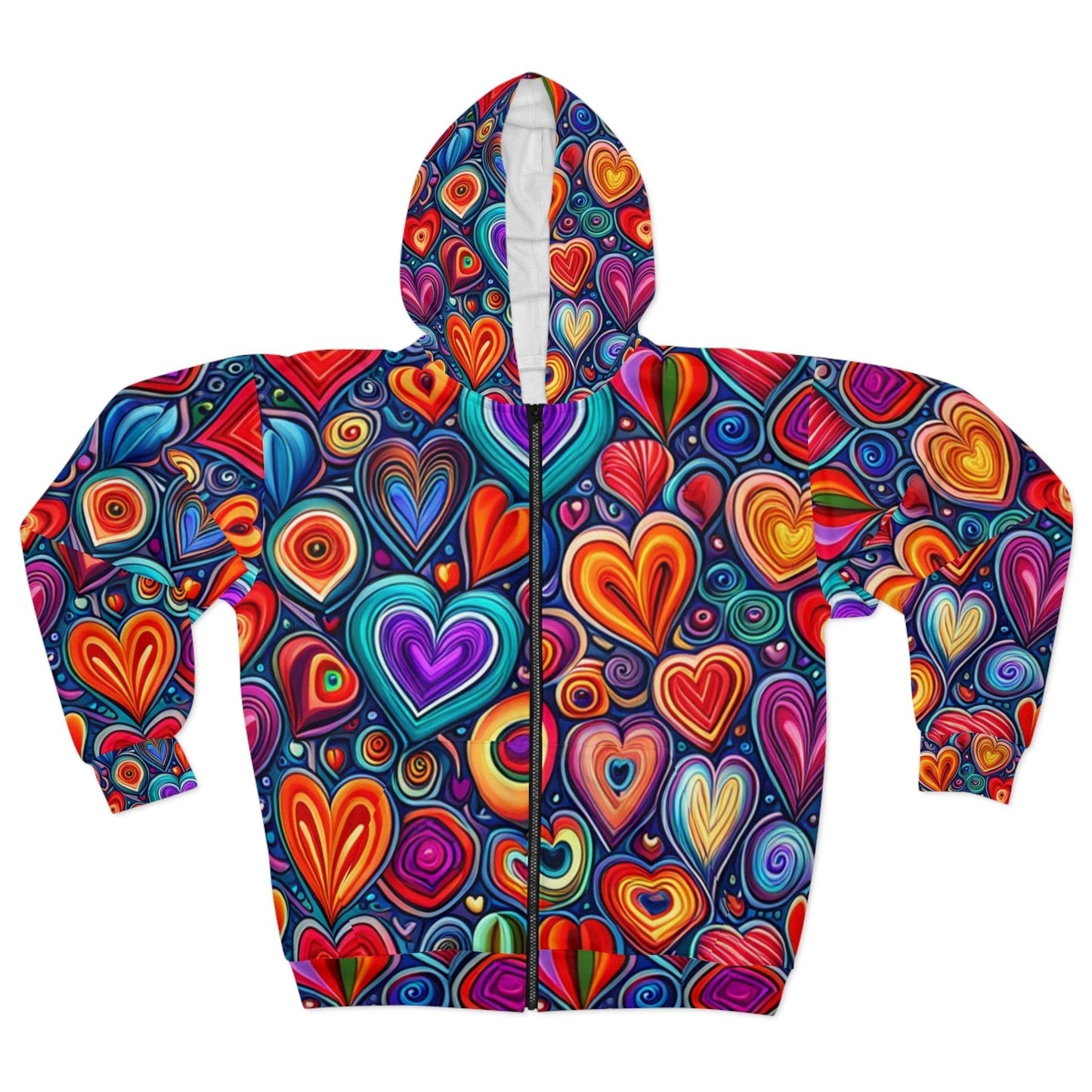 Much Love Unisex Zip Hearts Hoodie - Lizard Vigilante