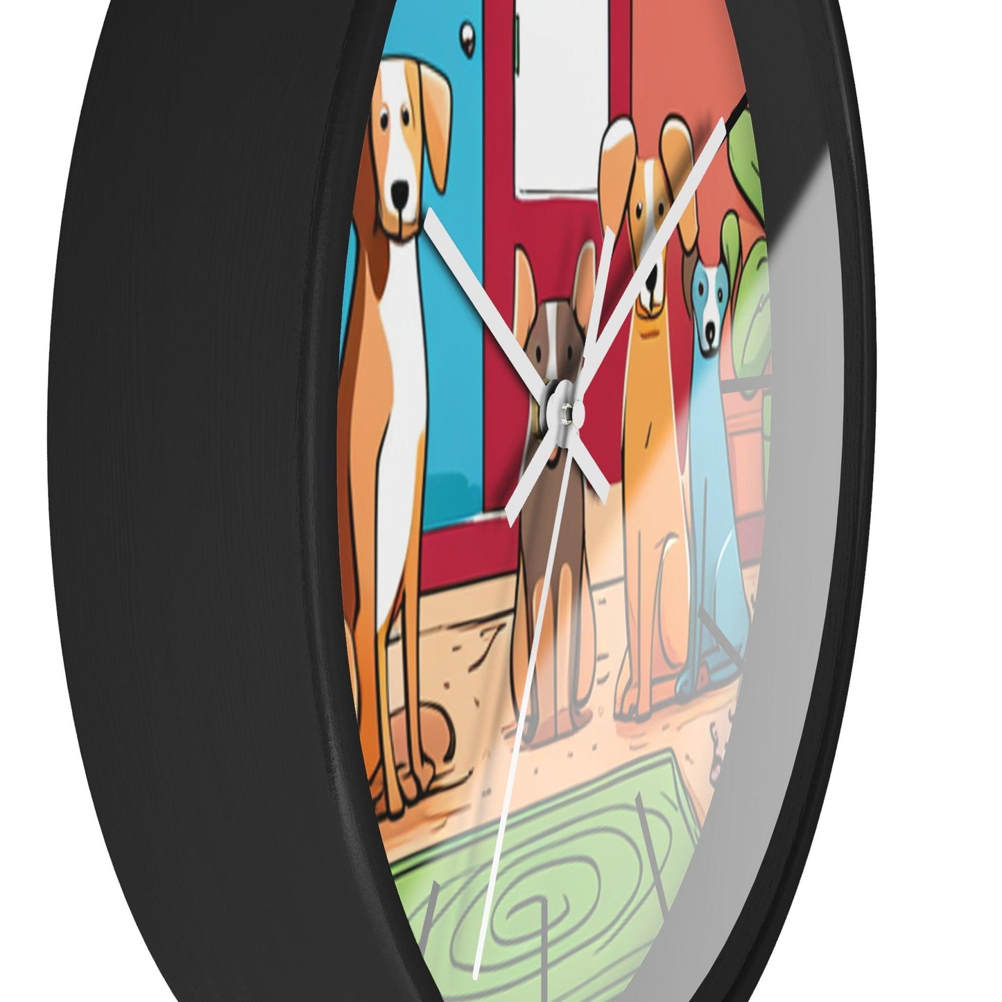 Wall Clock Featuring A Family of Illustrated Dogs - Lizard Vigilante