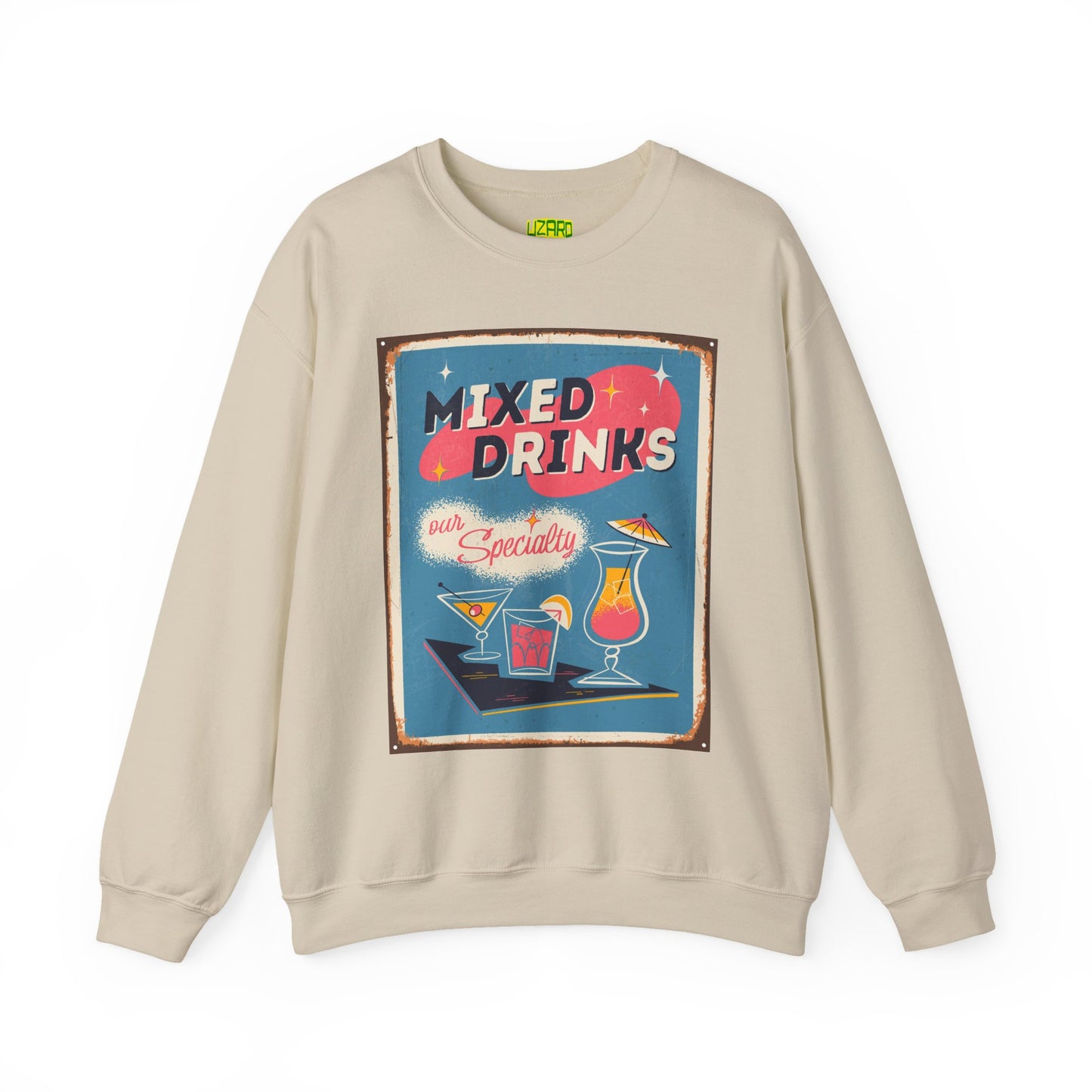 Mixed Drinks Crewneck Sweatshirt — Retro Cocktail Graphic Pullover