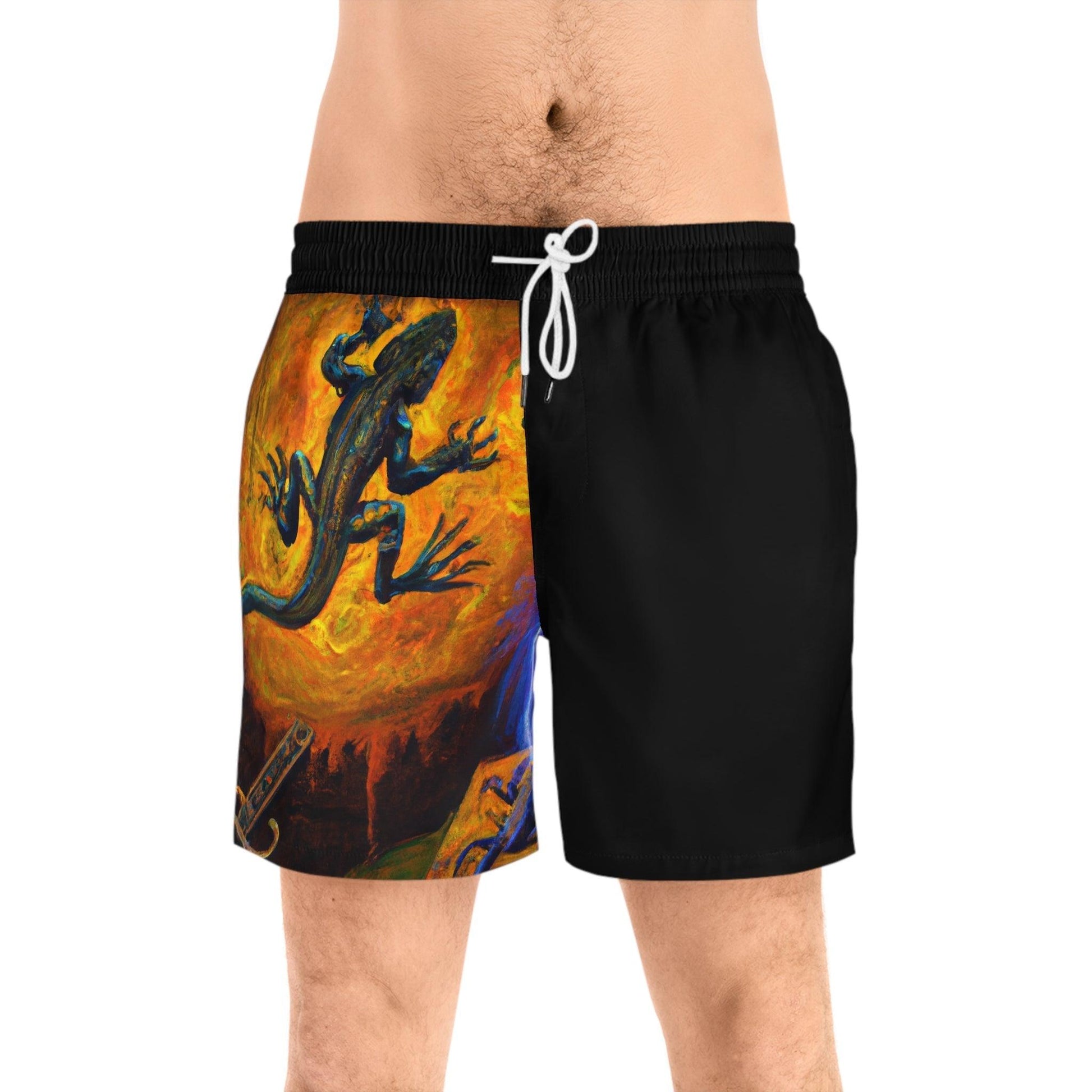 Lizard Vigilante Origins Half Men's Mid-Length Swim Shorts - Lizard Vigilante