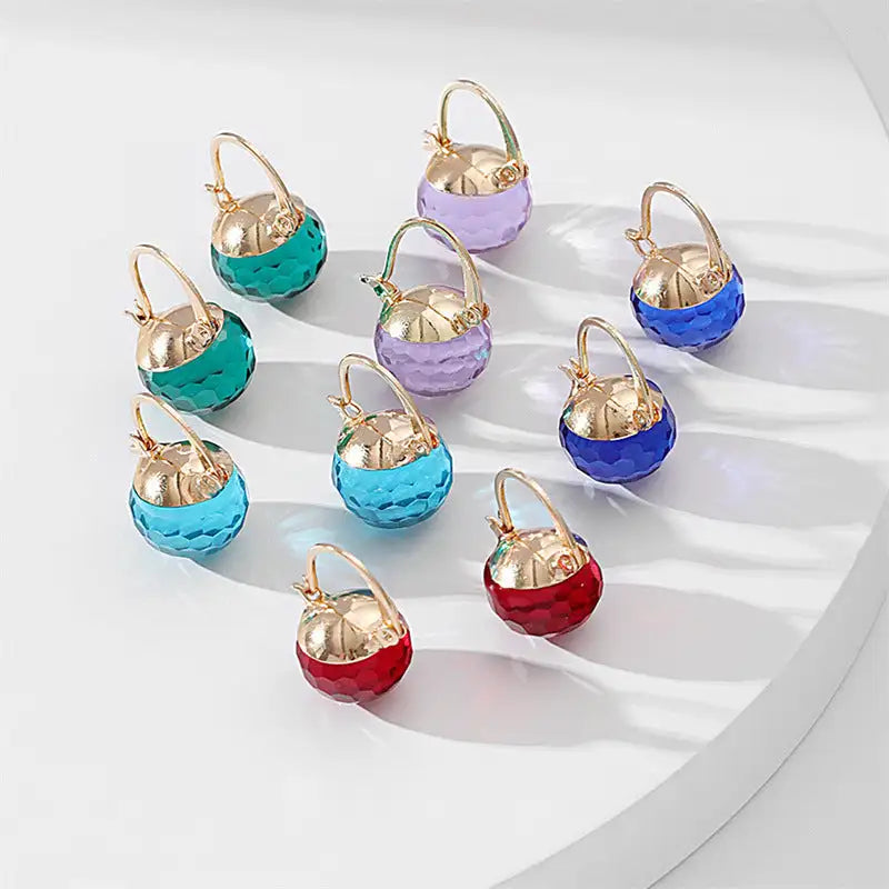 European And American Stylish Round Crystal Ear Clips Women