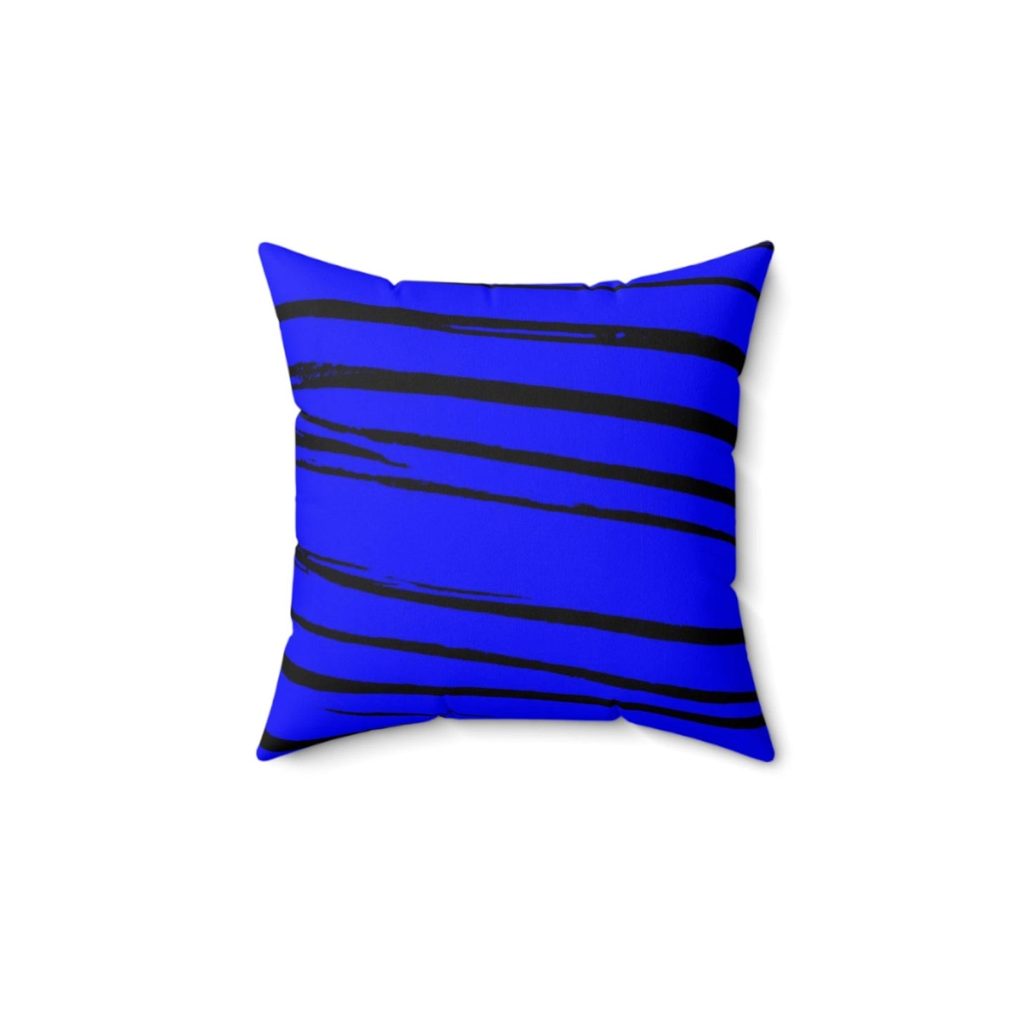 Black & Blue Strips Spun Polyester Square Pillow - Lizard Vigilante