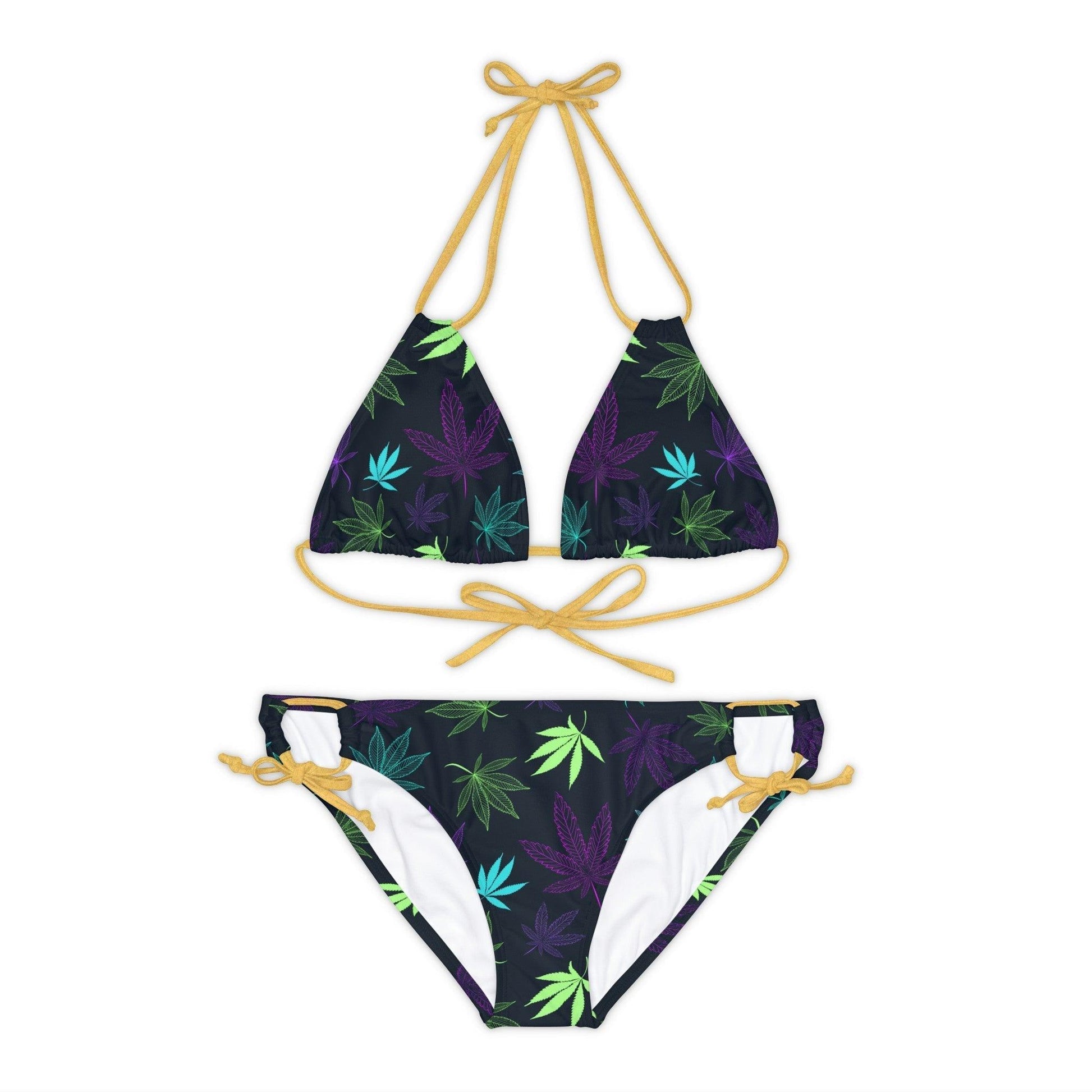 Happy Strappy Pot Leaf Bikini Set | We'd Buy - Premium All Over Prints from Printify - Just $62.99! Shop now at Lizard Vigilante