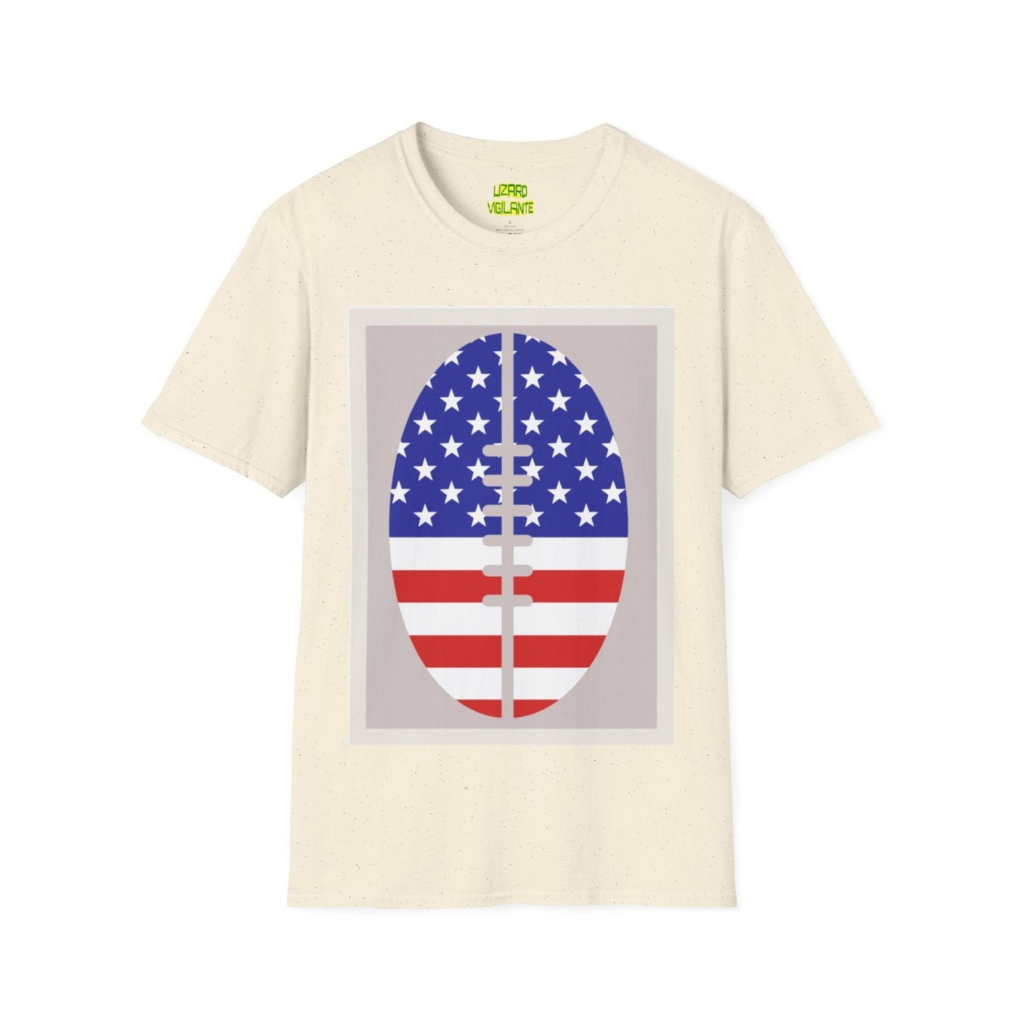 Patriotic American Football Unisex Softstyle T-Shirt - Lizard Vigilante