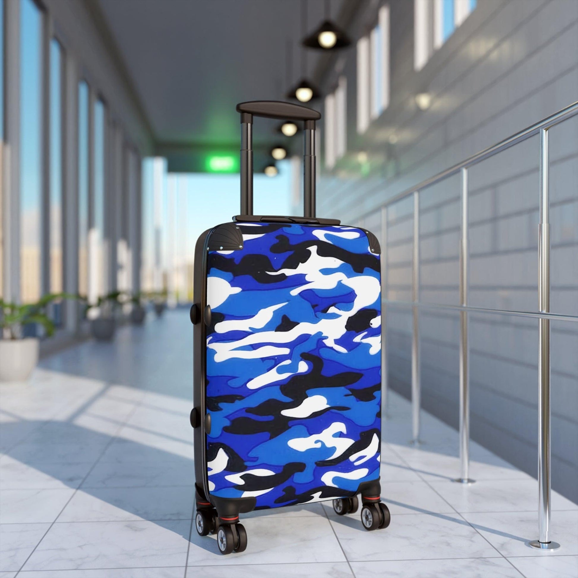 Blue Grey White Black Camouflage Suitcase - Lizard Vigilante