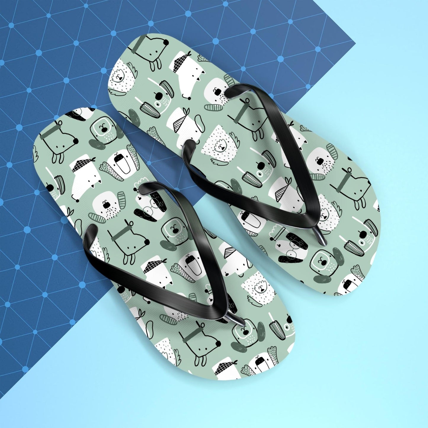 Illustrated Doggers Flip Flops - Lizard Vigilante